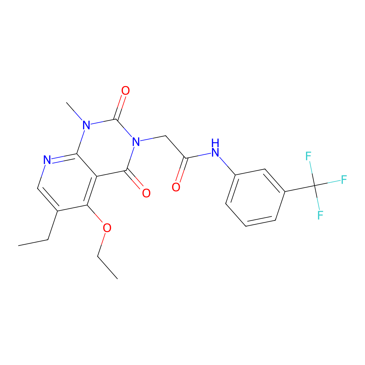 2-(5-ethoxy-6-ethyl-1-methyl-2,4-dioxo-1,2-dihydropyrido[2,3-d]pyrimidin-3(4H)-yl)-N-(3-(trifluoromethyl)phenyl)acetamide molecular structure, CAS 1005303-58-1