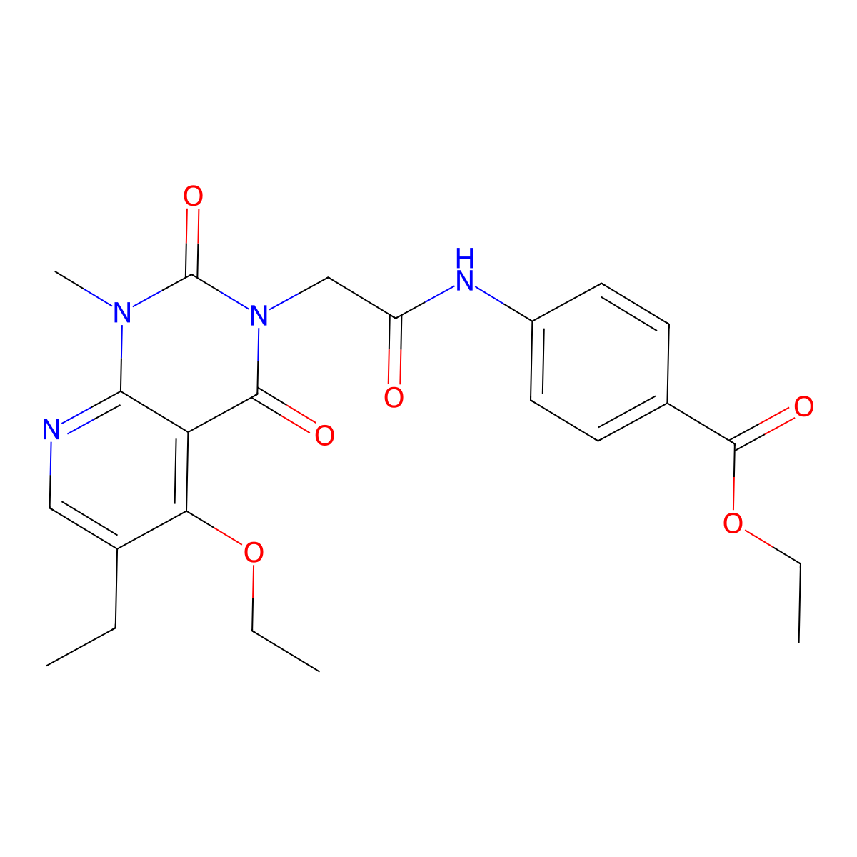 ethyl 4-{[(5-ethoxy-6-ethyl-1-methyl-2,4-dioxo-1,4-dihydropyrido[2,3-d]pyrimidin-3(2H)-yl)acetyl]amino}benzoate molecular structure, CAS 1005303-63-8