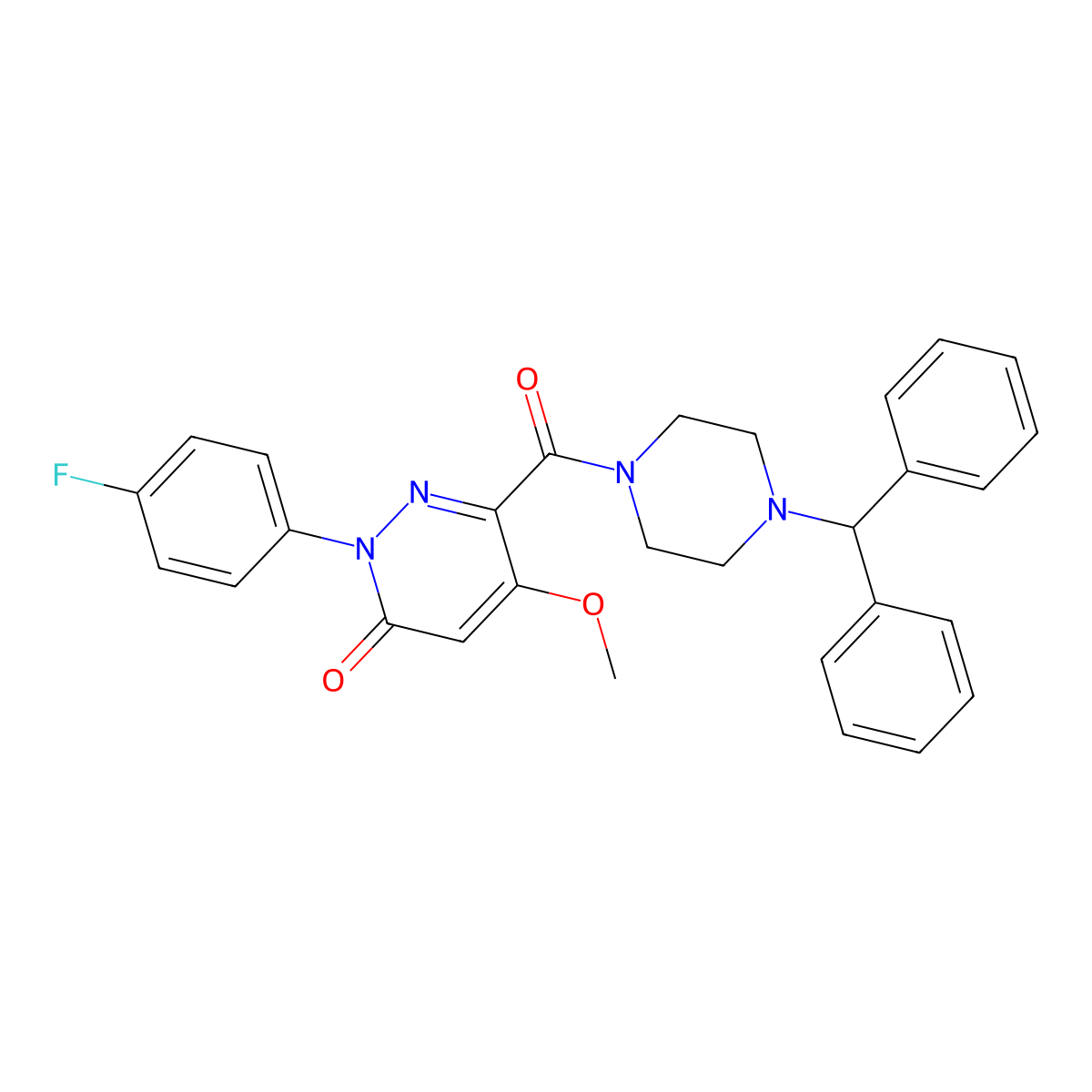 6-(4-benzhydrylpiperazine-1-carbonyl)-2-(4-fluorophenyl)-5-methoxypyridazin-3(2H)-one molecular structure, CAS 1005303-74-1