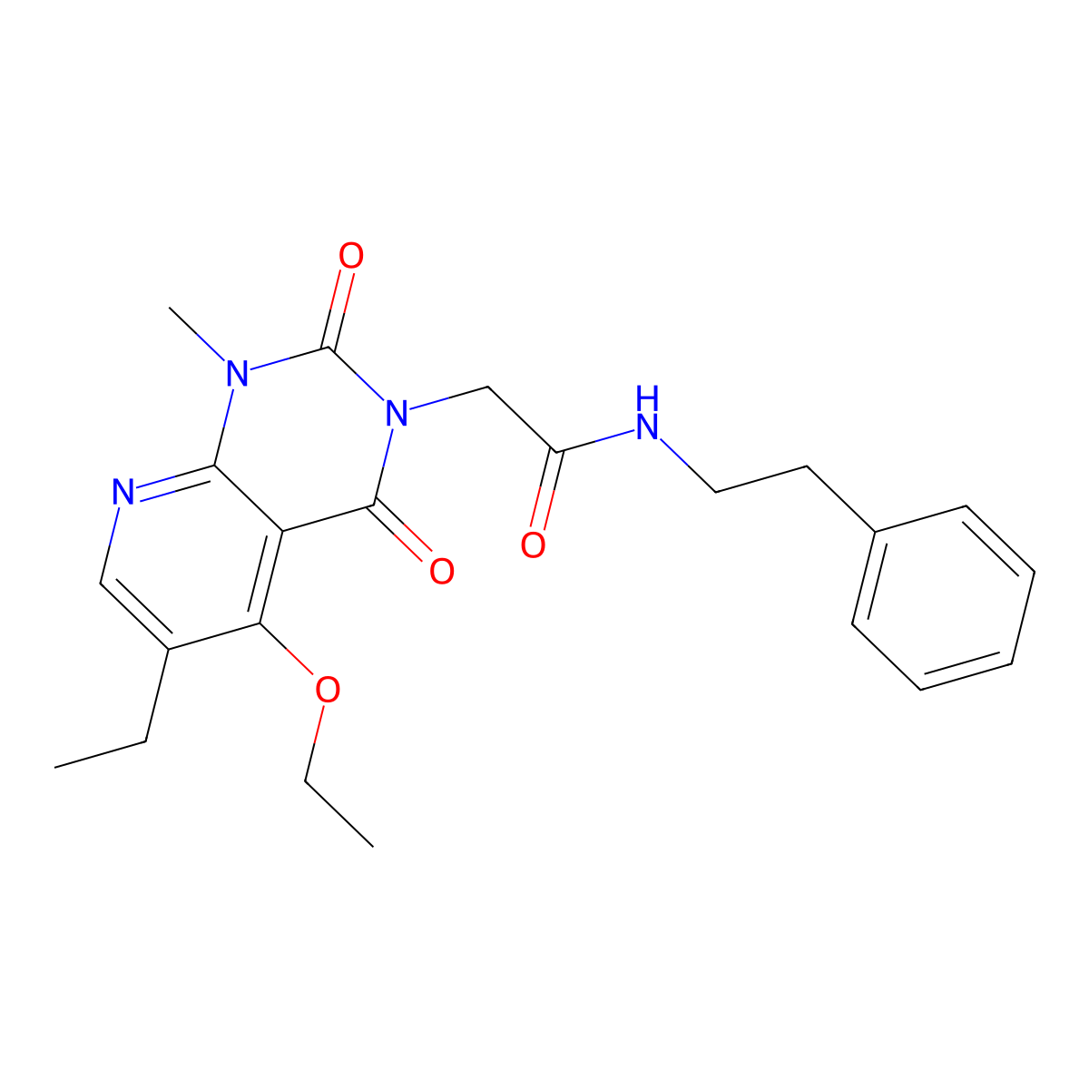 2-(5-ethoxy-6-ethyl-1-methyl-2,4-dioxo-1,2-dihydropyrido[2,3-d]pyrimidin-3(4H)-yl)-N-phenethylacetamide molecular structure, CAS 1005303-76-3