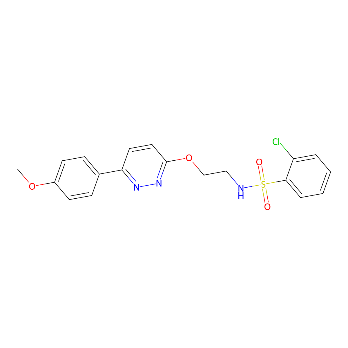 2-chloro-N-(2-((6-(4-methoxyphenyl)pyridazin-3-yl)oxy)ethyl)benzenesulfonamide molecular structure, CAS 1005303-78-5