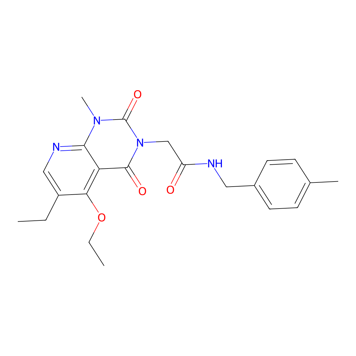2-(5-ethoxy-6-ethyl-1-methyl-2,4-dioxo-1,2-dihydropyrido[2,3-d]pyrimidin-3(4H)-yl)-N-(4-methylbenzyl)acetamide molecular structure, CAS 1005303-79-6