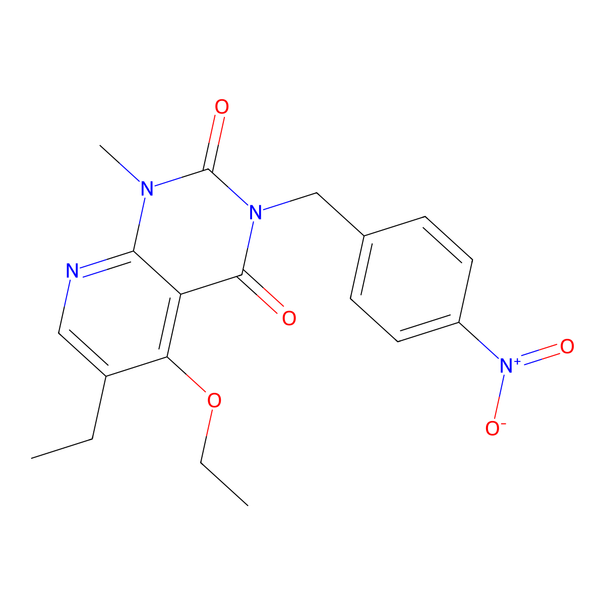 5-ethoxy-6-ethyl-1-methyl-3-(4-nitrobenzyl)pyrido[2,3-d]pyrimidine-2,4(1H,3H)-dione molecular structure, CAS 1005303-82-1