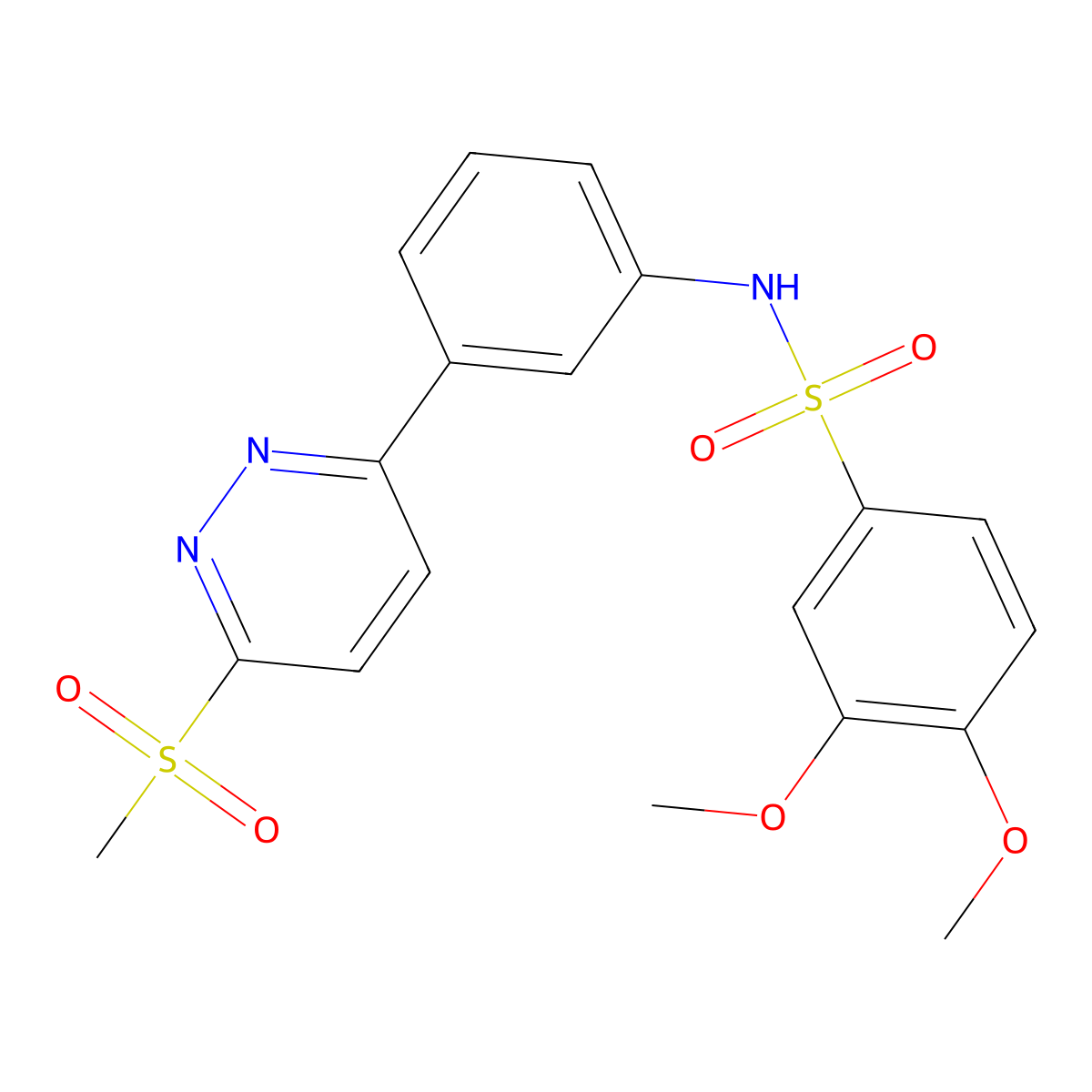 3,4-dimethoxy-N-(3-(6-(methylsulfonyl)pyridazin-3-yl)phenyl)benzenesulfonamide molecular structure, CAS 1005303-83-2