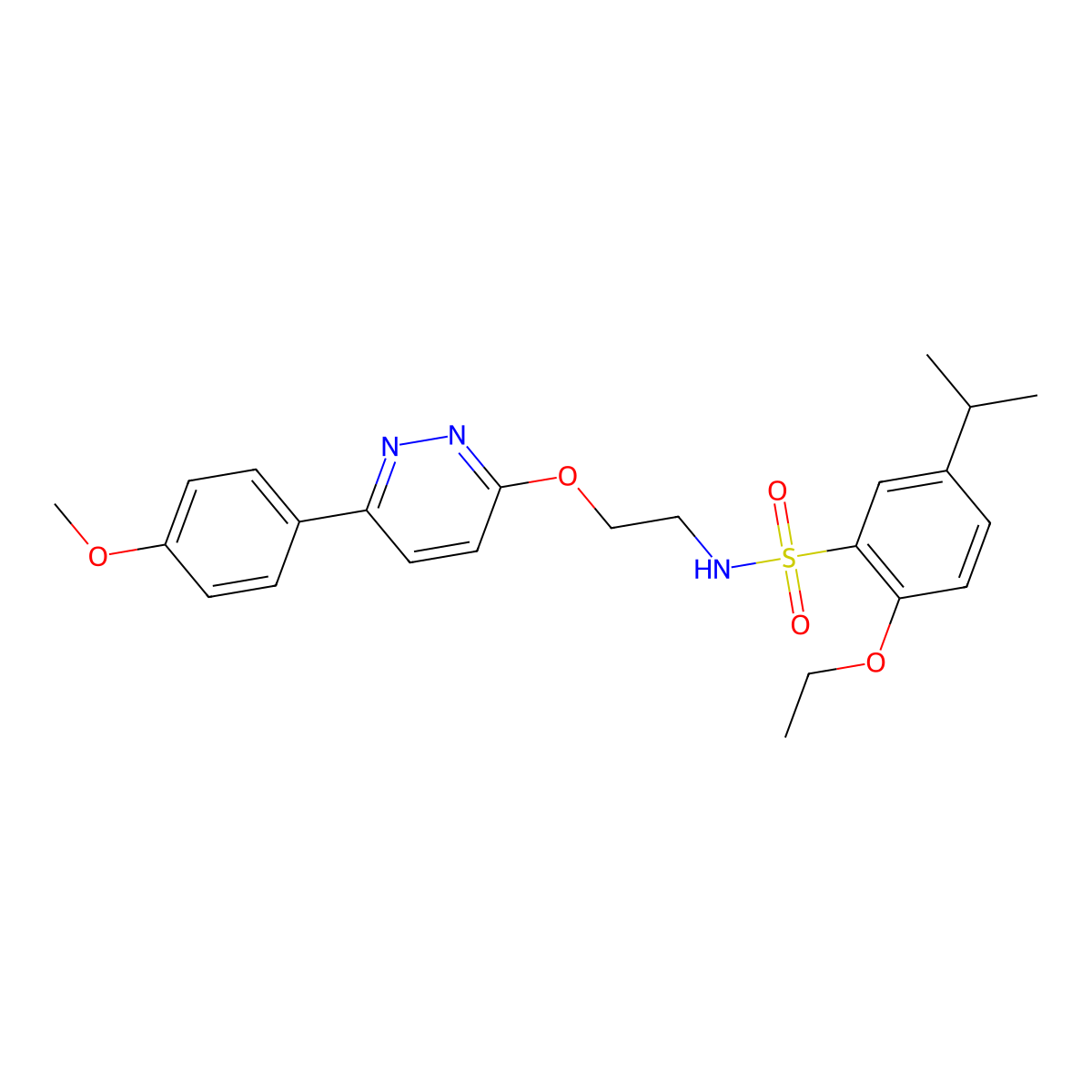 2-ethoxy-5-isopropyl-N-(2-((6-(4-methoxyphenyl)pyridazin-3-yl)oxy)ethyl)benzenesulfonamide molecular structure, CAS 1005303-87-6