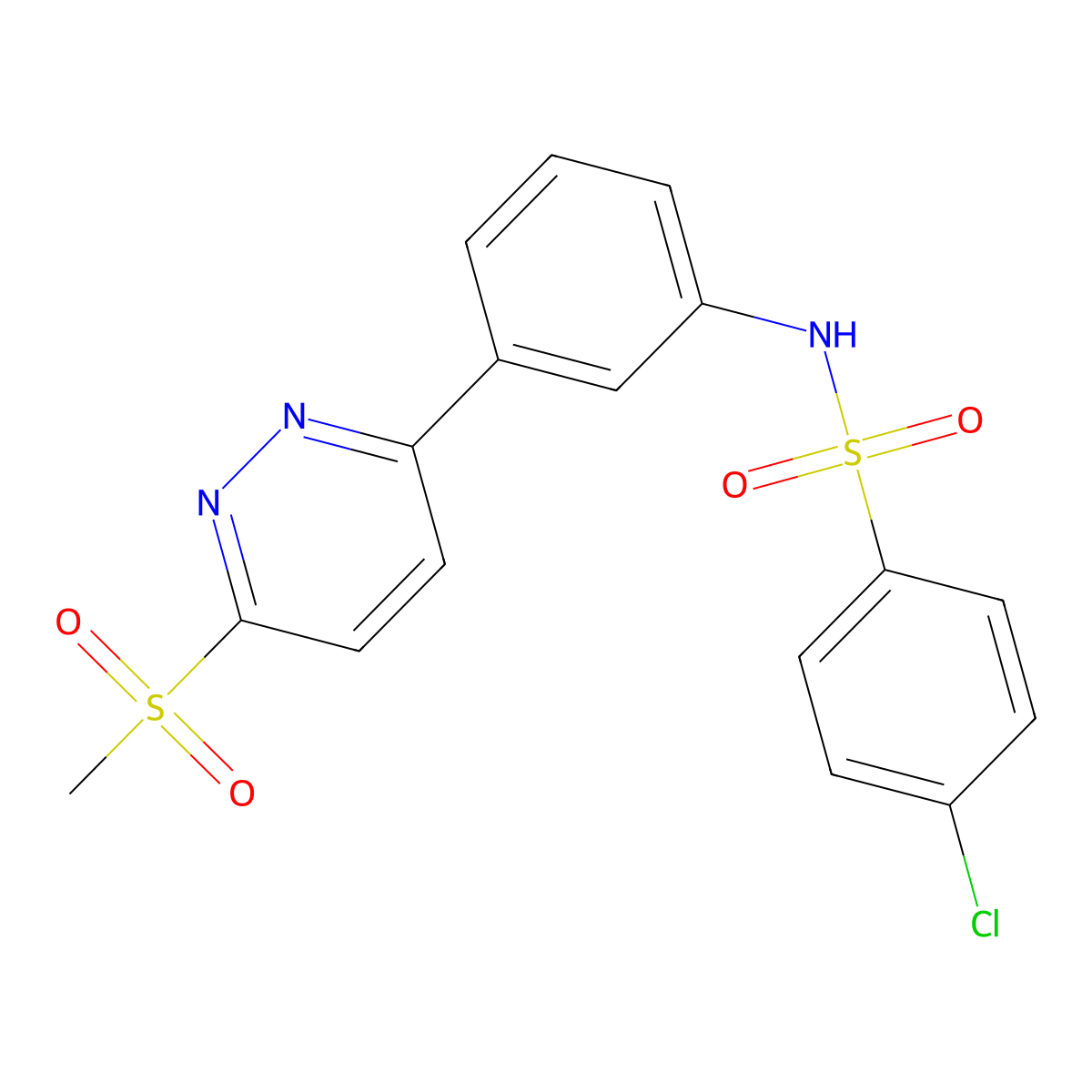 4-chloro-N-(3-(6-(methylsulfonyl)pyridazin-3-yl)phenyl)benzenesulfonamide molecular structure, CAS 1005303-92-3