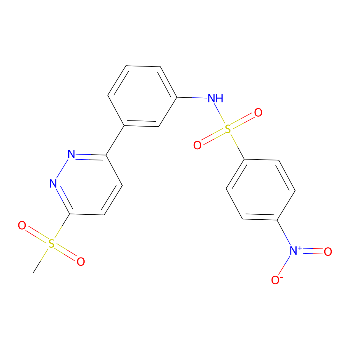 N-(3-(6-(methylsulfonyl)pyridazin-3-yl)phenyl)-4-nitrobenzenesulfonamide molecular structure, CAS 1005303-98-9