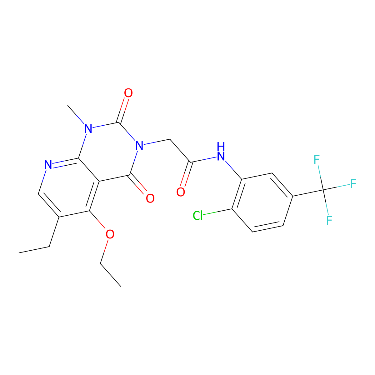 N-(2-chloro-5-(trifluoromethyl)phenyl)-2-(5-ethoxy-6-ethyl-1-methyl-2,4-dioxo-1,2-dihydropyrido[2,3-d]pyrimidin-3(4H)-yl)acetamide molecular structure, CAS 1005304-00-6