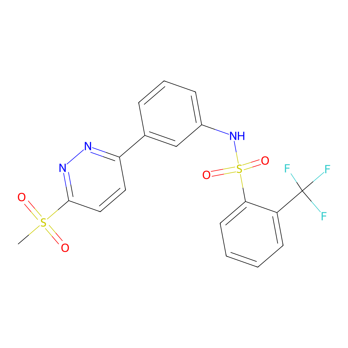 N-(3-(6-(methylsulfonyl)pyridazin-3-yl)phenyl)-2-(trifluoromethyl)benzenesulfonamide molecular structure, CAS 1005304-04-0