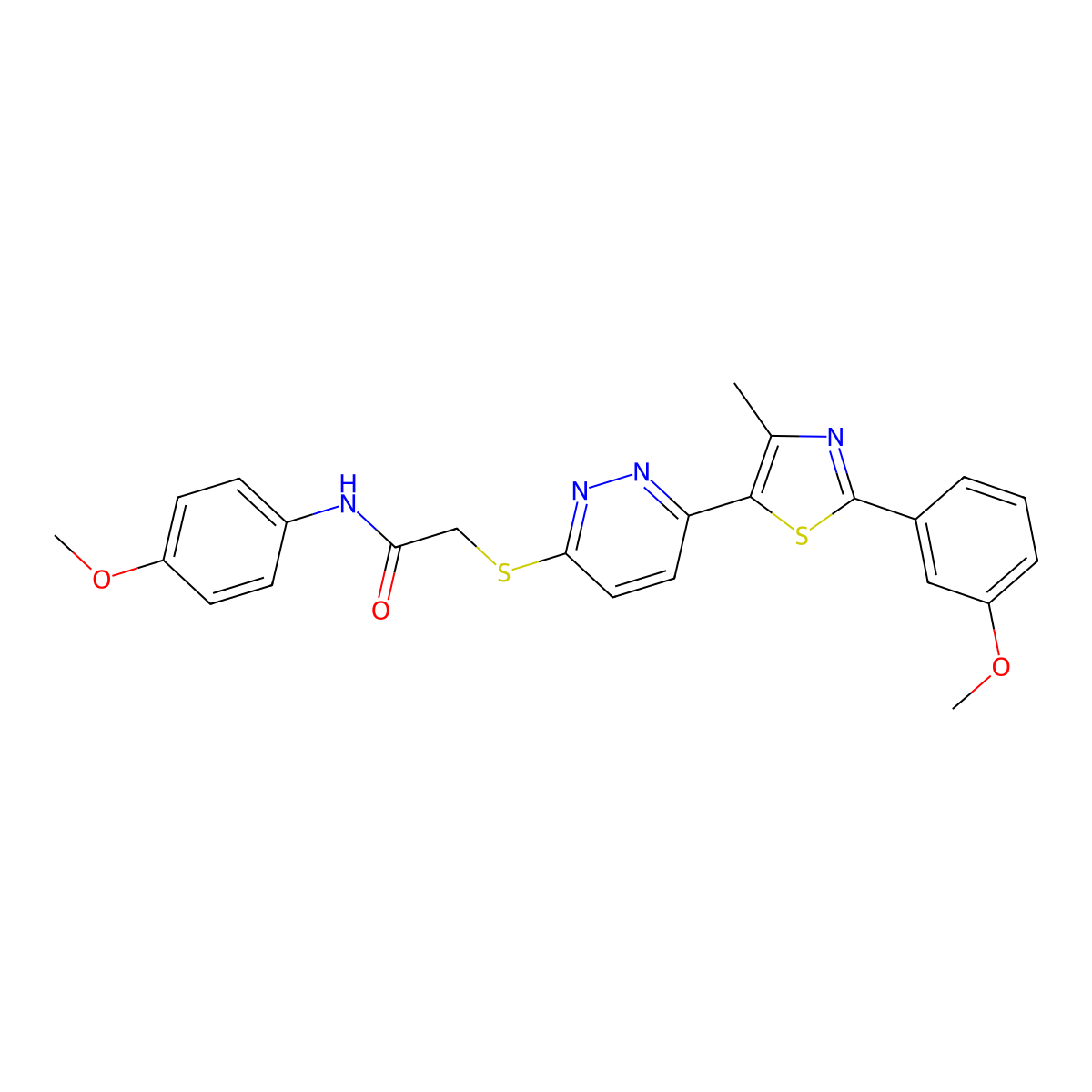 N-(4-methoxyphenyl)-2-((6-(2-(3-methoxyphenyl)-4-methylthiazol-5-yl)pyridazin-3-yl)thio)acetamide molecular structure, CAS 1005304-10-8