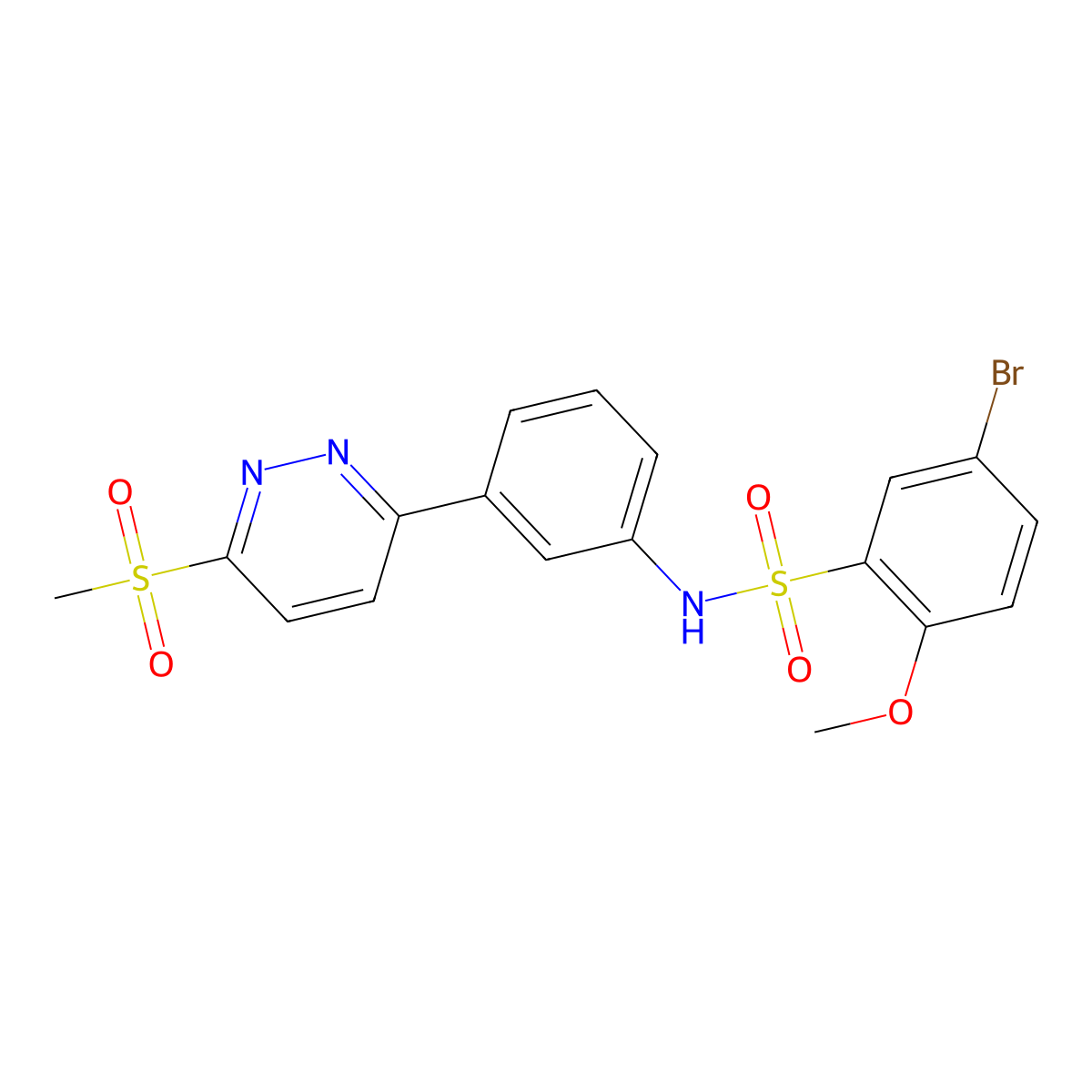 5-bromo-2-methoxy-N-(3-(6-(methylsulfonyl)pyridazin-3-yl)phenyl)benzenesulfonamide molecular structure, CAS 1005304-12-0