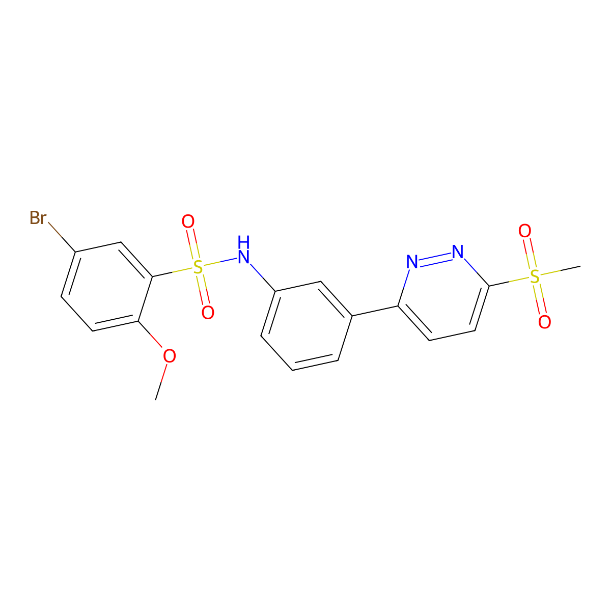 5-bromo-2-methoxy-N-(3-(6-(methylsulfonyl)pyridazin-3-yl)phenyl)benzenesulfonamide molecular structure, CAS 1005304-12-0