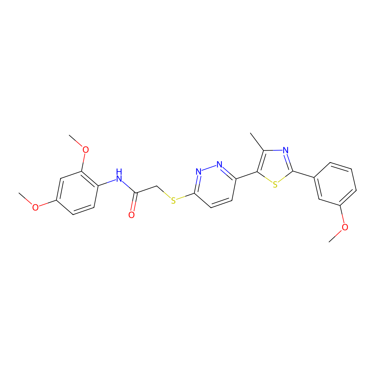 N-(2,4-dimethoxyphenyl)-2-((6-(2-(3-methoxyphenyl)-4-methylthiazol-5-yl)pyridazin-3-yl)thio)acetamide molecular structure, CAS 1005304-13-1