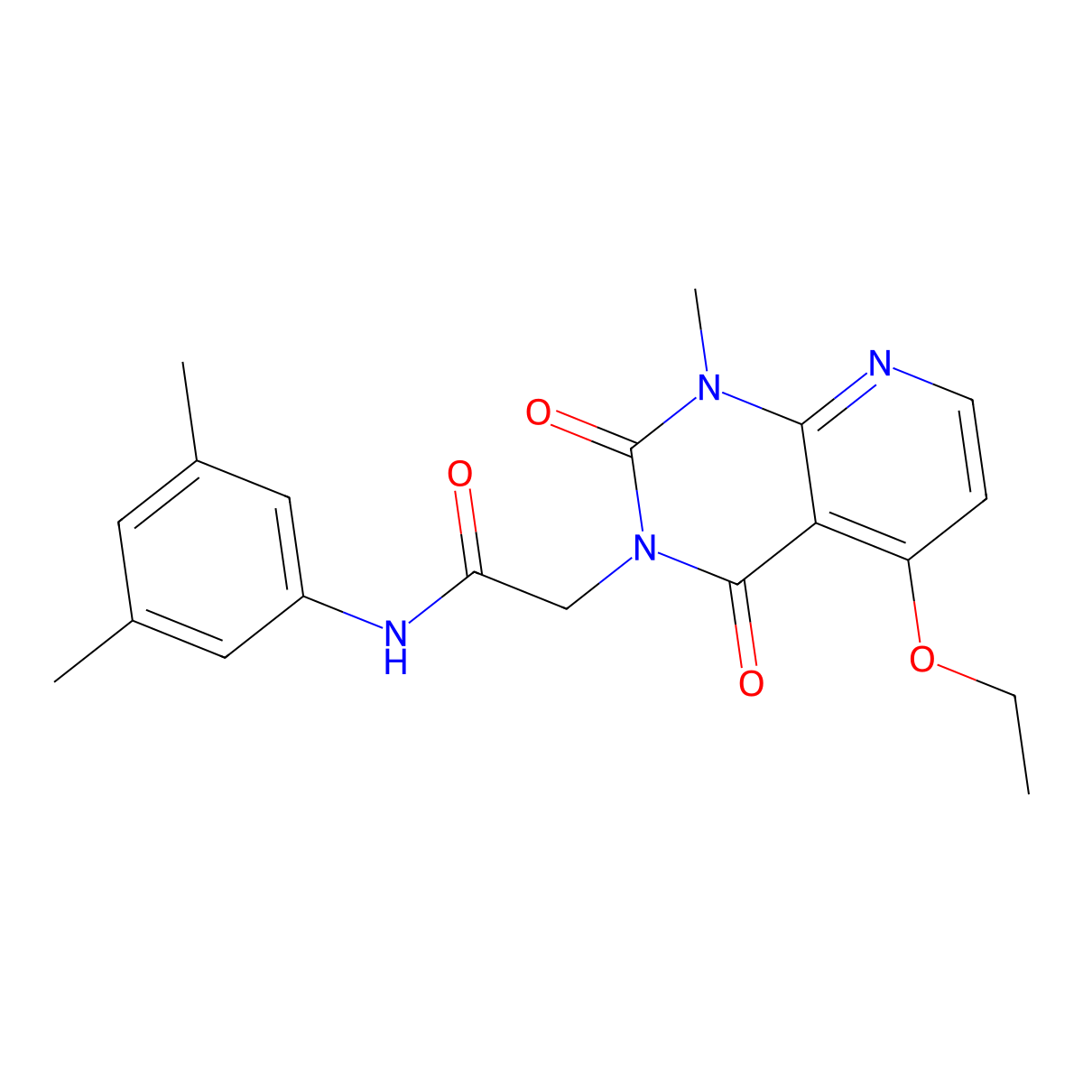 N-(3,5-dimethylphenyl)-2-(5-ethoxy-1-methyl-2,4-dioxo-1,2-dihydropyrido[2,3-d]pyrimidin-3(4H)-yl)acetamide molecular structure, CAS 1005304-18-6