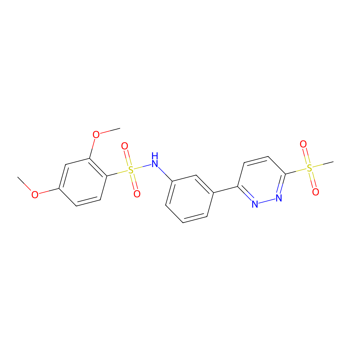 2,4-dimethoxy-N-(3-(6-(methylsulfonyl)pyridazin-3-yl)phenyl)benzenesulfonamide molecular structure, CAS 1005304-19-7