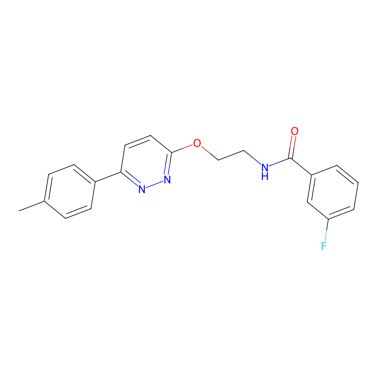 3-fluoro-N-(2-((6-(p-tolyl)pyridazin-3-yl)oxy)ethyl)benzamide molecular structure, CAS 1005304-20-0