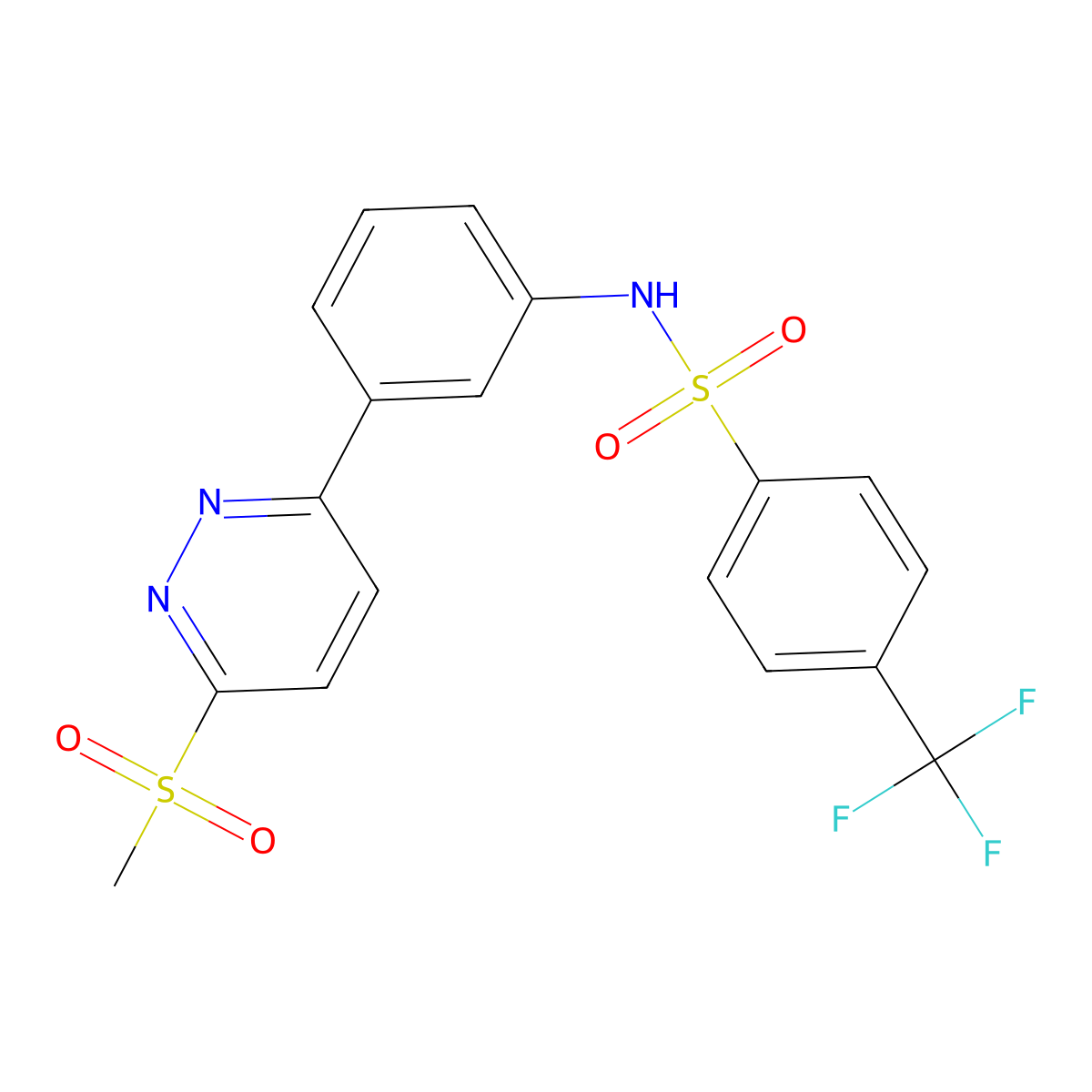 N-(3-(6-(methylsulfonyl)pyridazin-3-yl)phenyl)-4-(trifluoromethyl)benzenesulfonamide molecular structure, CAS 1005304-23-3