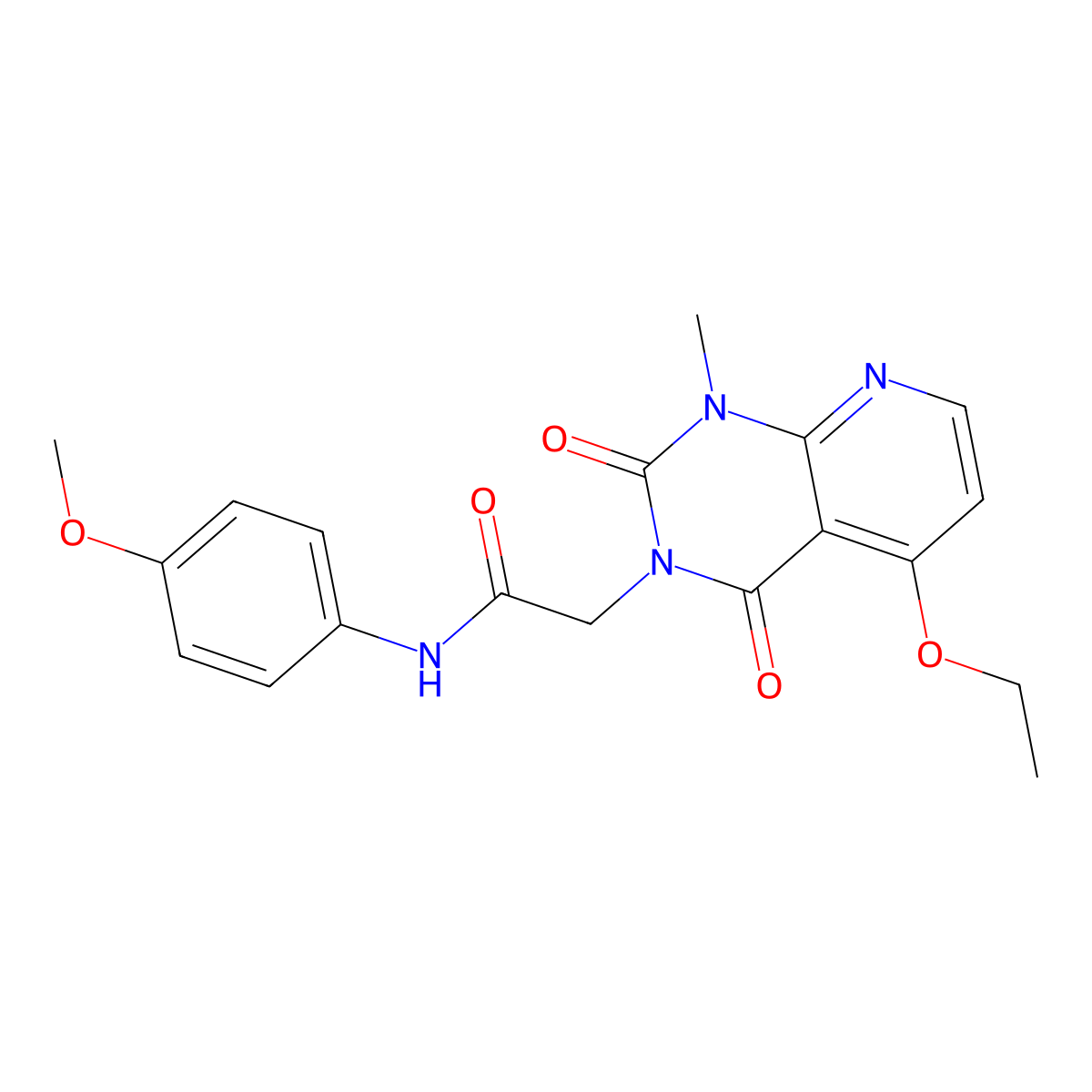 2-(5-ethoxy-1-methyl-2,4-dioxo-1,2-dihydropyrido[2,3-d]pyrimidin-3(4H)-yl)-N-(4-methoxyphenyl)acetamide molecular structure, CAS 1005304-29-9