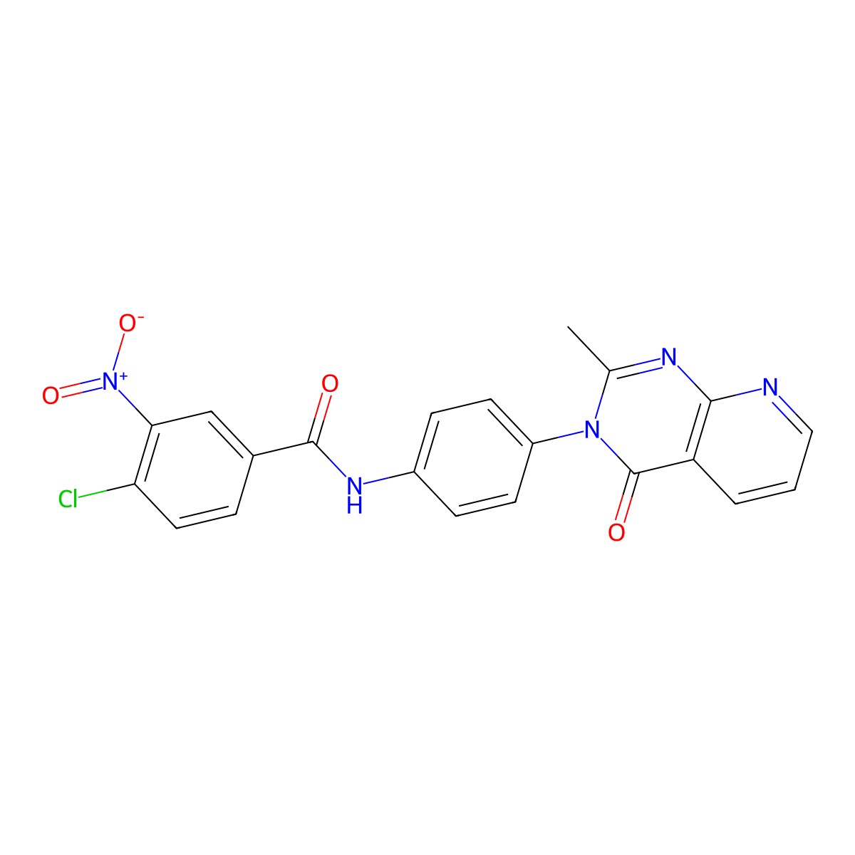 4-chloro-N-(4-(2-methyl-4-oxopyrido[2,3-d]pyrimidin-3(4H)-yl)phenyl)-3-nitrobenzamide molecular structure, CAS 1005304-34-6