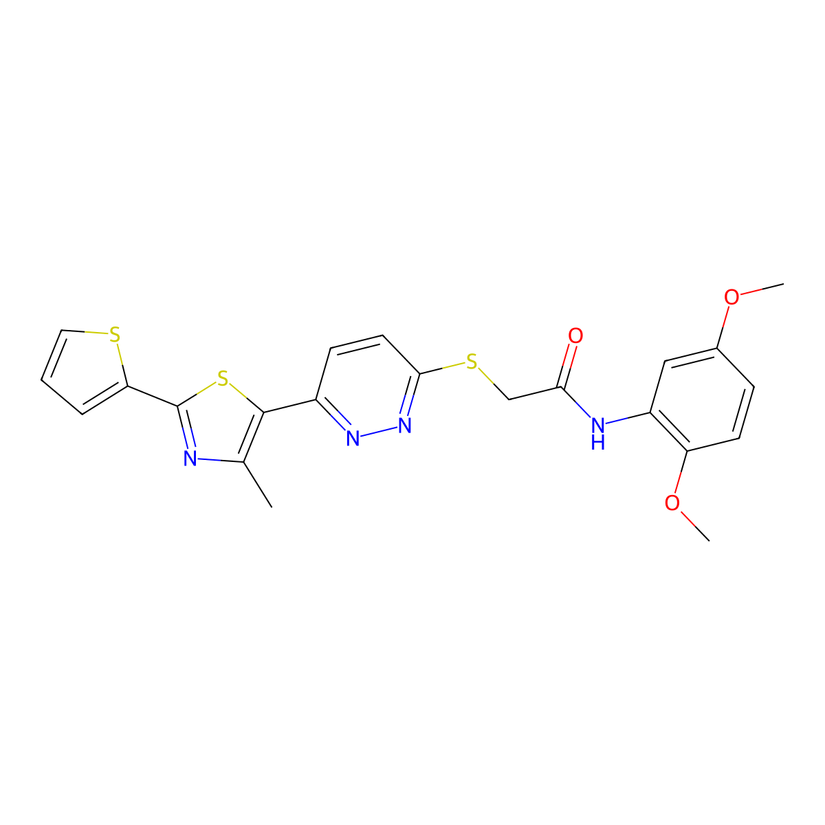 N-(2,5-dimethoxyphenyl)-2-((6-(4-methyl-2-(thiophen-2-yl)thiazol-5-yl)pyridazin-3-yl)thio)acetamide molecular structure, CAS 1005304-42-6