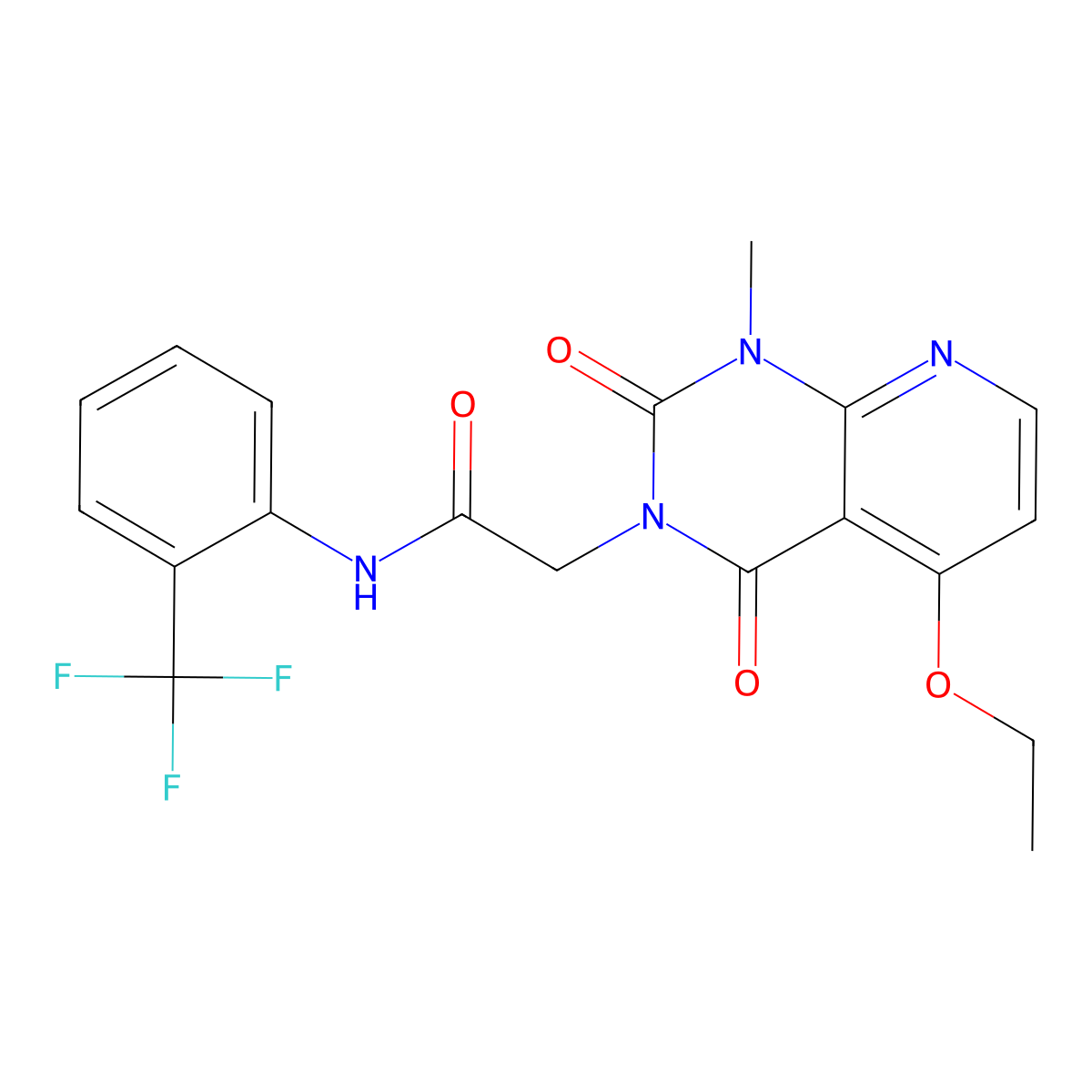 2-(5-ethoxy-1-methyl-2,4-dioxo-1,2-dihydropyrido[2,3-d]pyrimidin-3(4H)-yl)-N-(2-(trifluoromethyl)phenyl)acetamide molecular structure, CAS 1005304-43-7