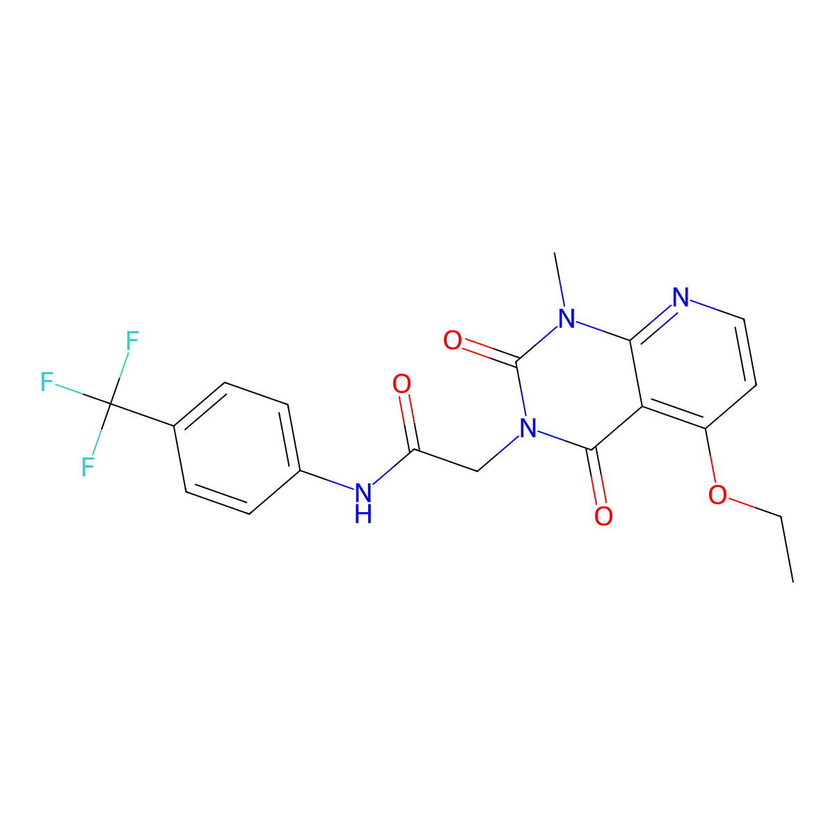 2-(5-ethoxy-1-methyl-2,4-dioxo-1,2-dihydropyrido[2,3-d]pyrimidin-3(4H)-yl)-N-(4-(trifluoromethyl)phenyl)acetamide molecular structure, CAS 1005304-46-0