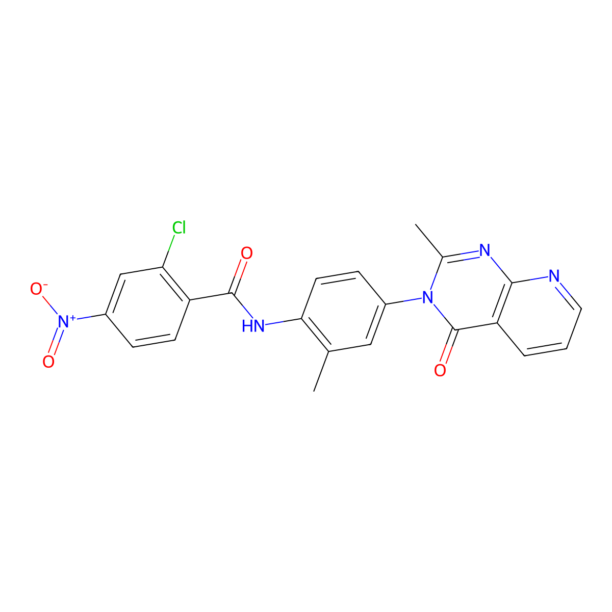 2-chloro-N-(2-methyl-4-(2-methyl-4-oxopyrido[2,3-d]pyrimidin-3(4H)-yl)phenyl)-4-nitrobenzamide molecular structure, CAS 1005304-51-7