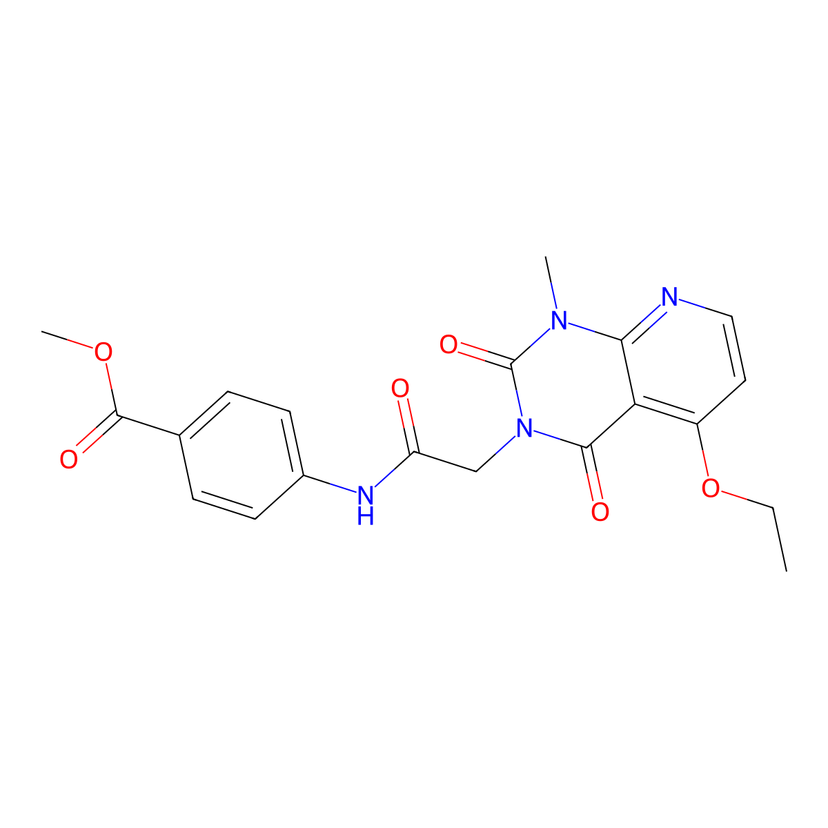 methyl 4-(2-(5-ethoxy-1-methyl-2,4-dioxo-1,2-dihydropyrido[2,3-d]pyrimidin-3(4H)-yl)acetamido)benzoate molecular structure, CAS 1005304-53-9