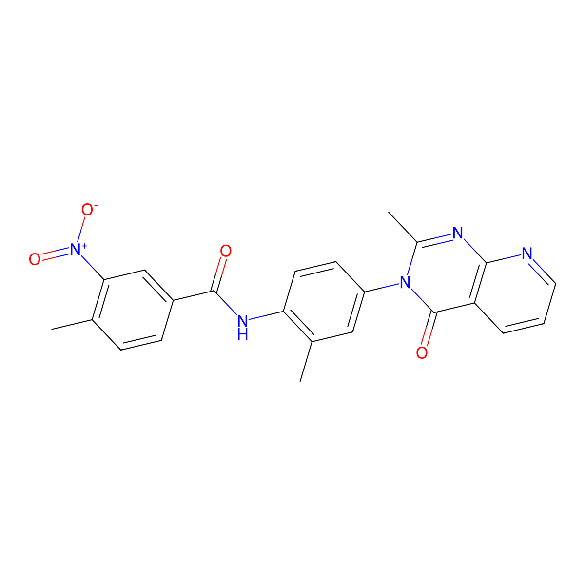 4-methyl-N-(2-methyl-4-(2-methyl-4-oxopyrido[2,3-d]pyrimidin-3(4H)-yl)phenyl)-3-nitrobenzamide molecular structure, CAS 1005304-54-0