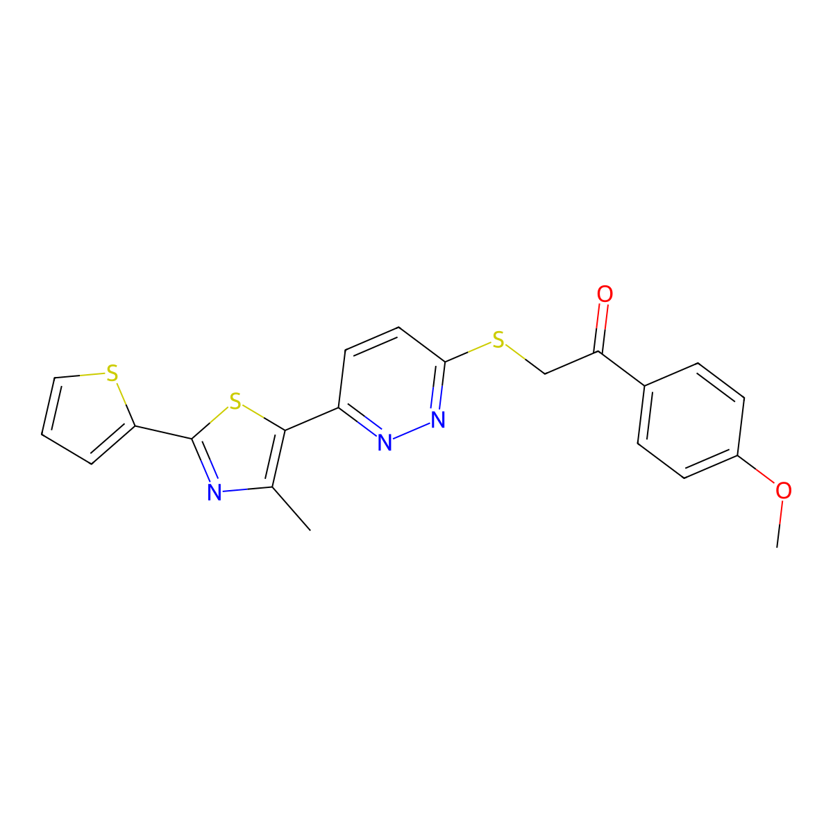 1-(4-Methoxyphenyl)-2-((6-(4-methyl-2-(thiophen-2-yl)thiazol-5-yl)pyridazin-3-yl)thio)ethanone molecular structure, CAS 1005304-55-1
