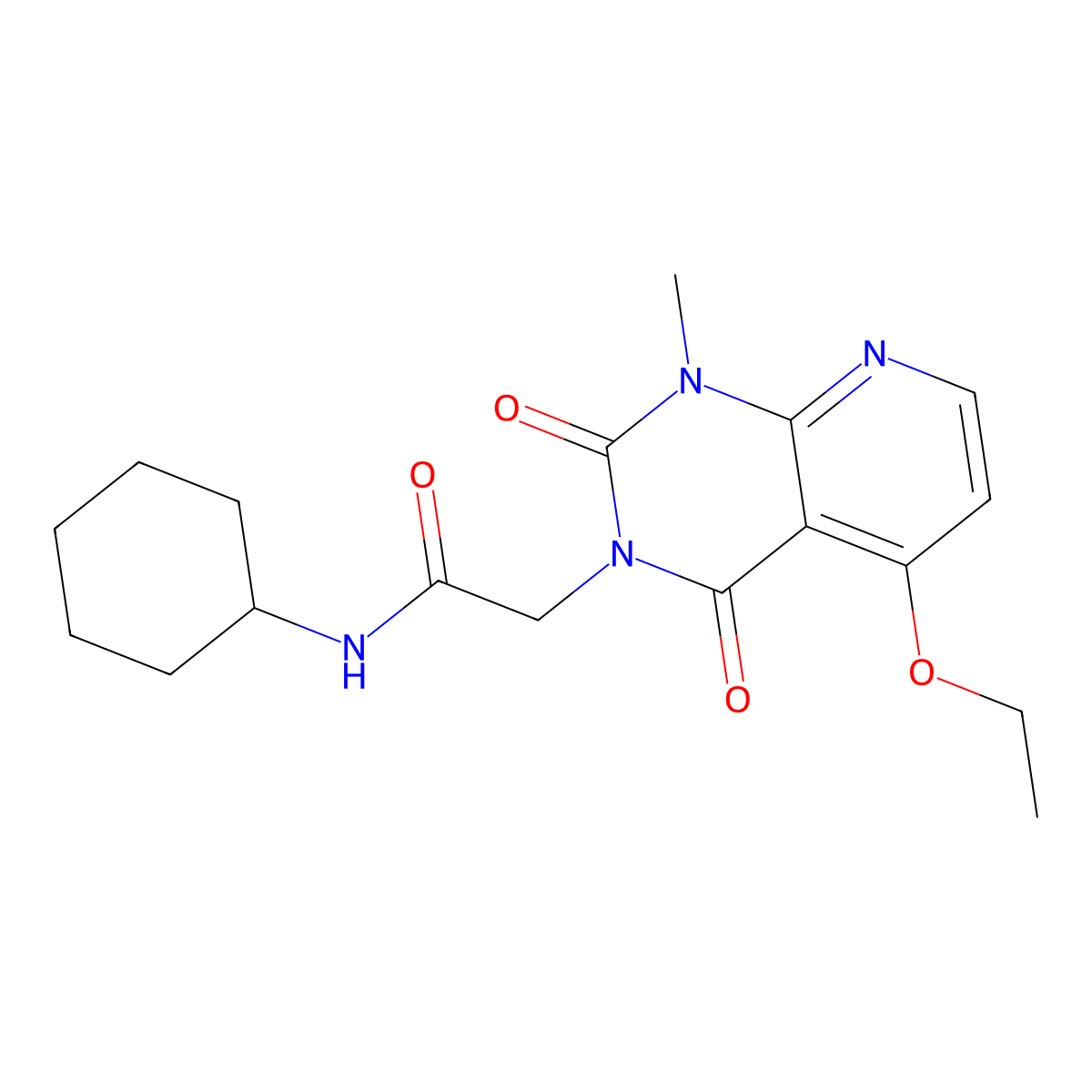 N-cyclohexyl-2-(5-ethoxy-1-methyl-2,4-dioxopyrido[2,3-d]pyrimidin-3-yl)acetamide molecular structure, CAS 1005304-59-5