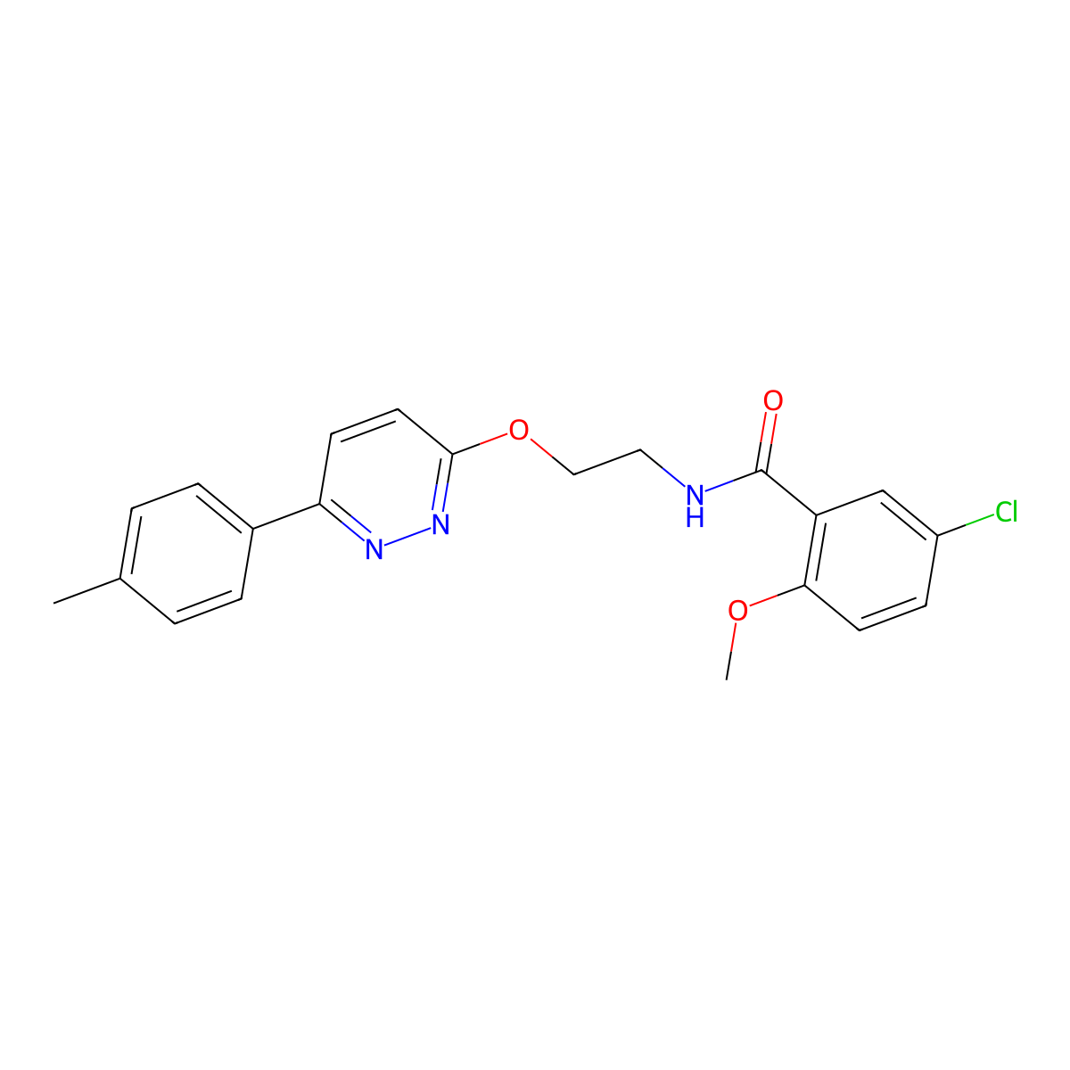 5-chloro-2-methoxy-N-(2-((6-(p-tolyl)pyridazin-3-yl)oxy)ethyl)benzamide molecular structure, CAS 1005304-61-9