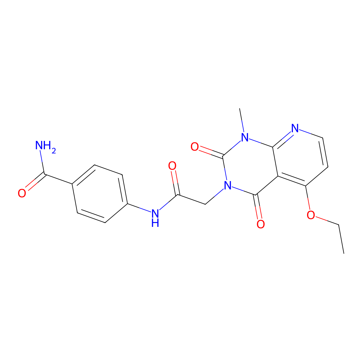 4-(2-(5-ethoxy-1-methyl-2,4-dioxo-1,2-dihydropyrido[2,3-d]pyrimidin-3(4H)-yl)acetamido)benzamide molecular structure, CAS 1005304-74-4