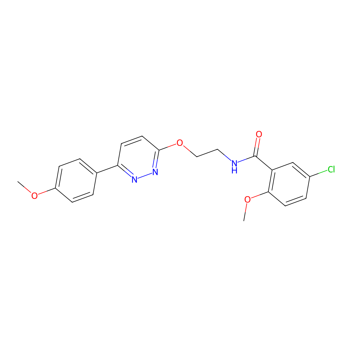 5-chloro-2-methoxy-N-(2-{[6-(4-methoxyphenyl)pyridazin-3-yl]oxy}ethyl)benzamide molecular structure, CAS 1005304-80-2