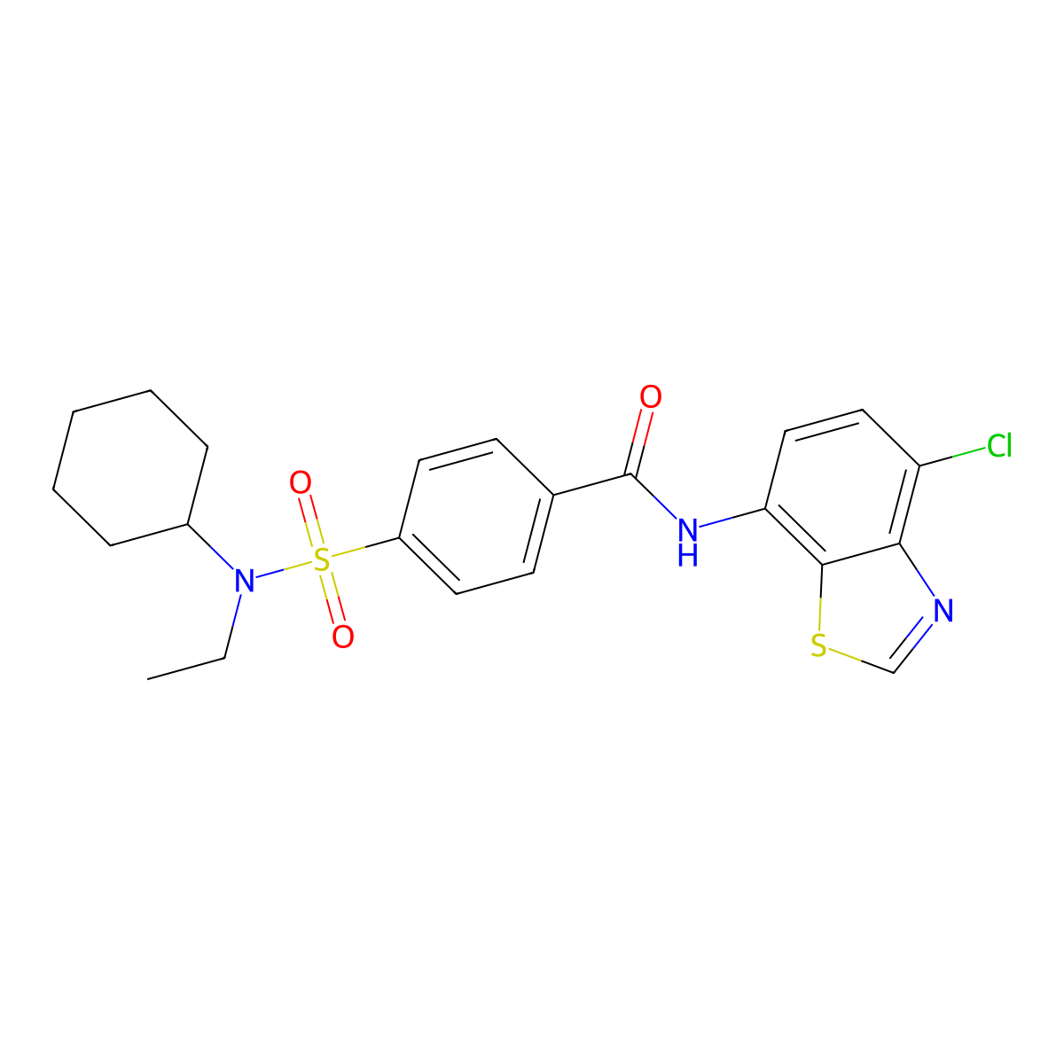 N-(4-chlorobenzo[d]thiazol-7-yl)-4-(N-cyclohexyl-N-ethylsulfamoyl)benzamide molecular structure, CAS 1005304-84-6