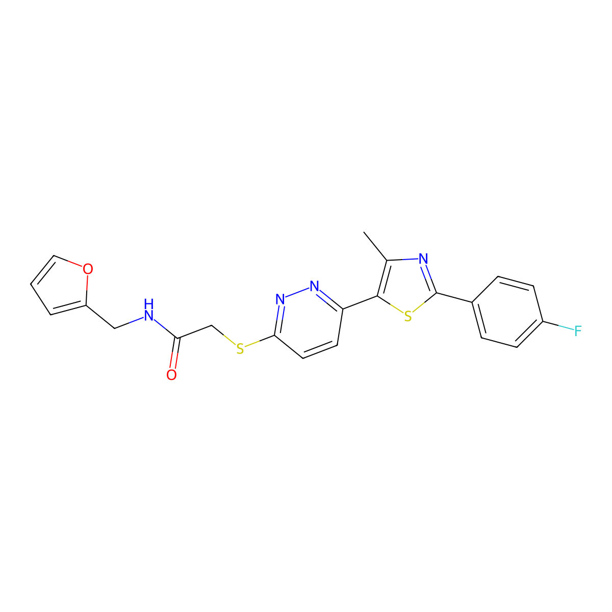 2-((6-(2-(4-fluorophenyl)-4-methylthiazol-5-yl)pyridazin-3-yl)thio)-N-(furan-2-ylmethyl)acetamide molecular structure, CAS 1005304-88-0