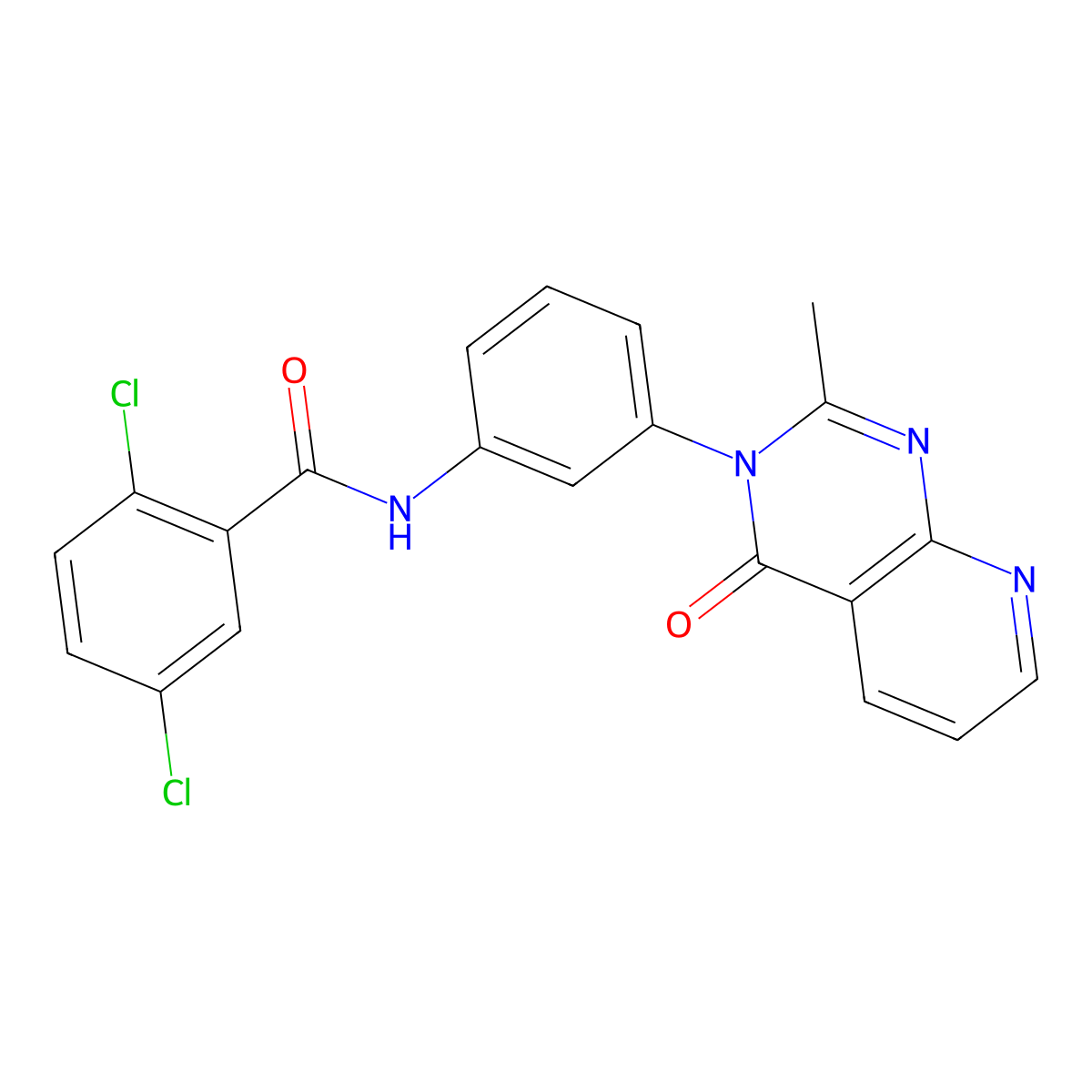 2,5-dichloro-N-(3-(2-methyl-4-oxopyrido[2,3-d]pyrimidin-3(4H)-yl)phenyl)benzamide molecular structure, CAS 1005304-90-4