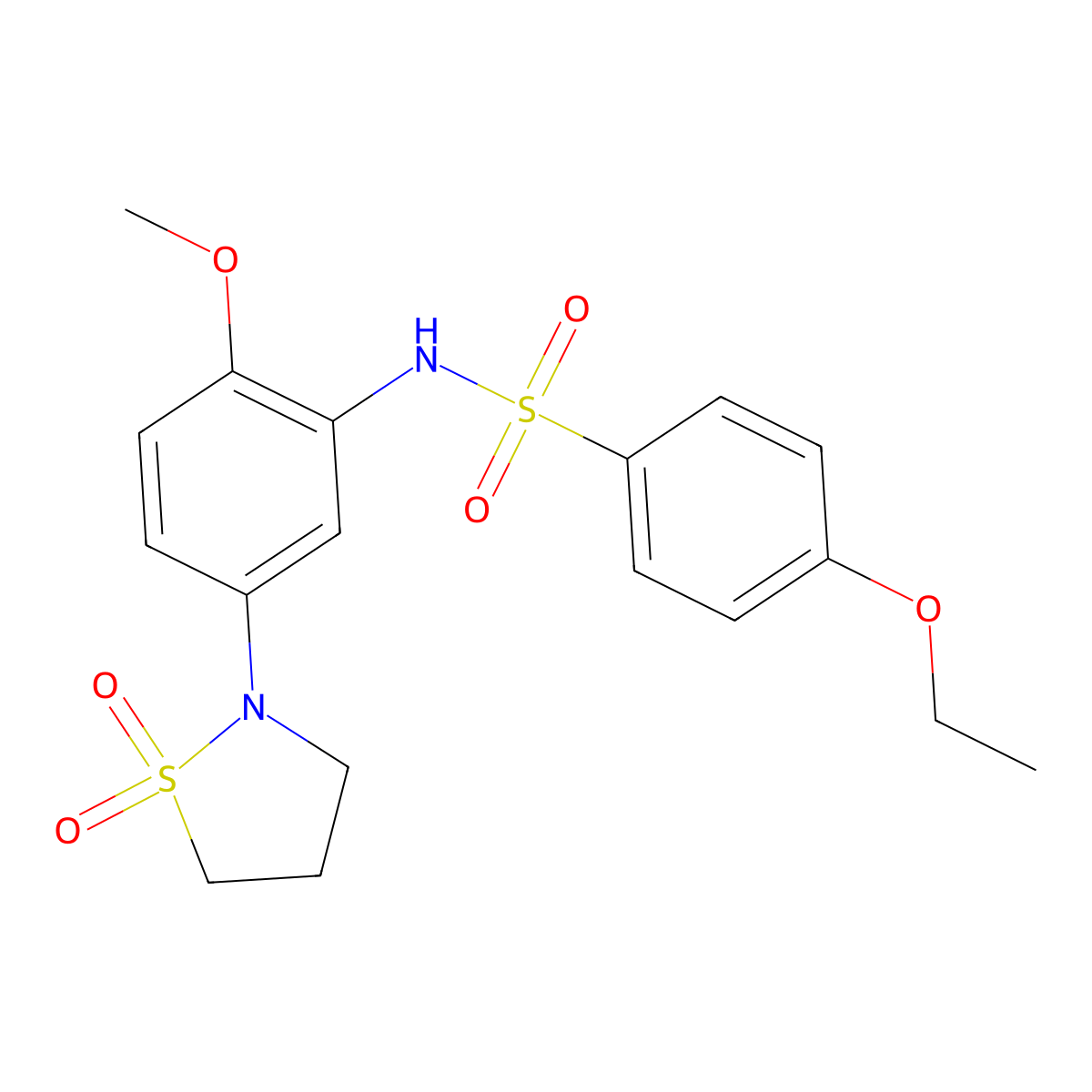 N-(5-(1,1-dioxidoisothiazolidin-2-yl)-2-methoxyphenyl)-4-ethoxybenzenesulfonamide molecular structure, CAS 1005305-02-1