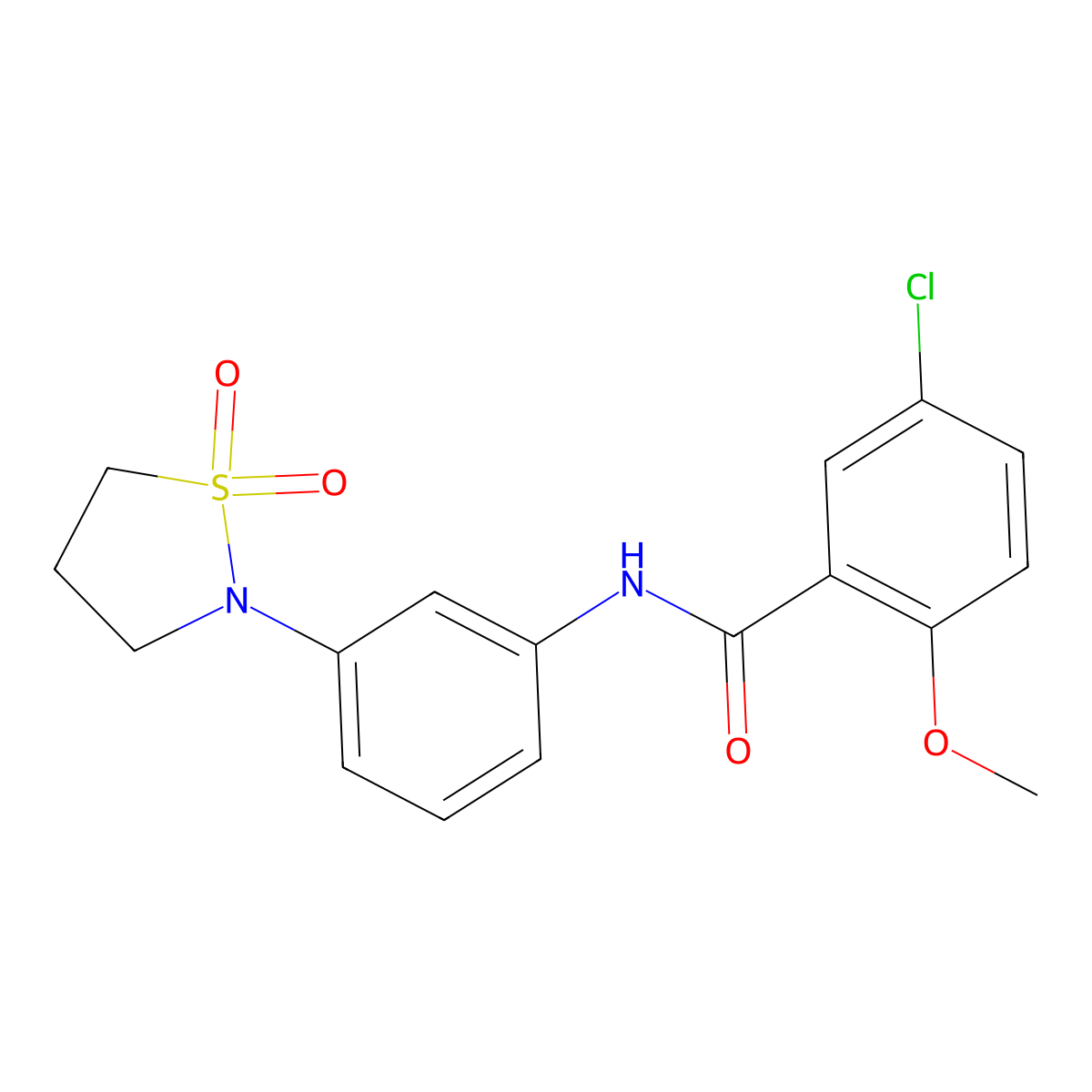 5-chloro-N-(3-(1,1-dioxidoisothiazolidin-2-yl)phenyl)-2-methoxybenzamide molecular structure, CAS 1005305-04-3