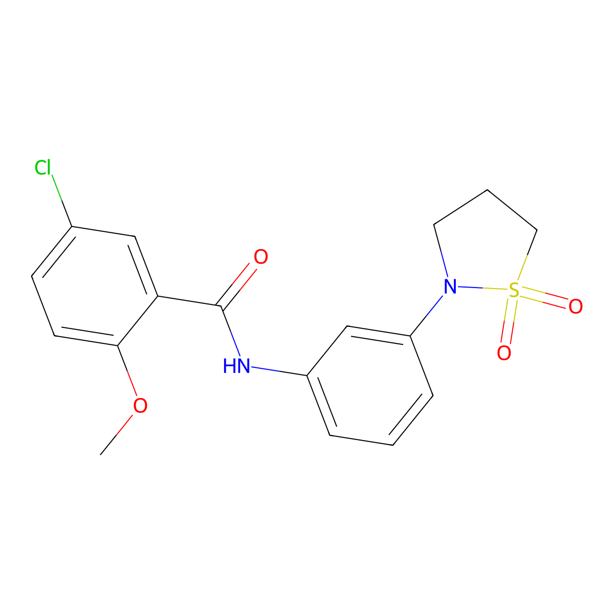 5-chloro-N-(3-(1,1-dioxidoisothiazolidin-2-yl)phenyl)-2-methoxybenzamide molecular structure, CAS 1005305-04-3