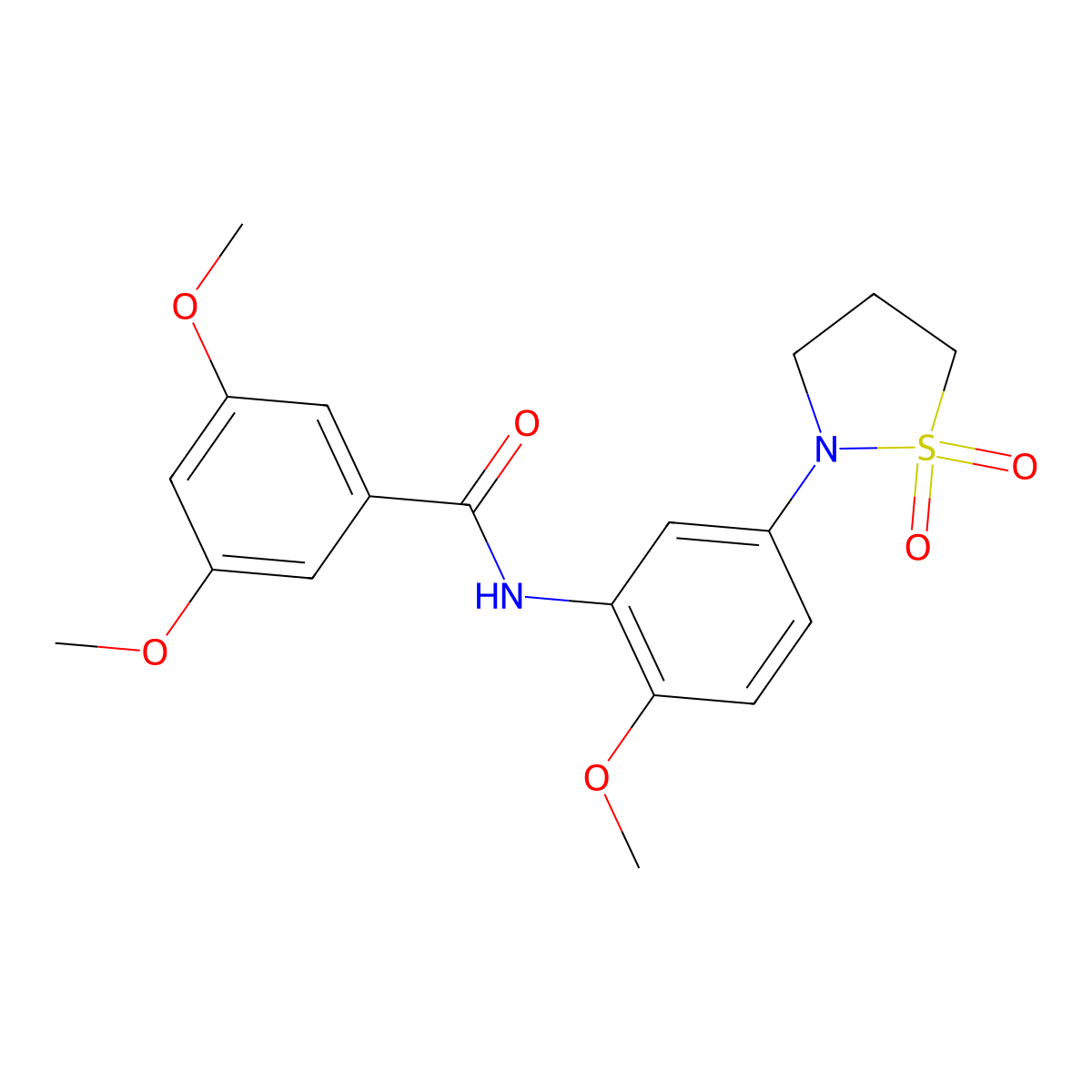 N-(5-(1,1-dioxidoisothiazolidin-2-yl)-2-methoxyphenyl)-3,5-dimethoxybenzamide molecular structure, CAS 1005305-10-1