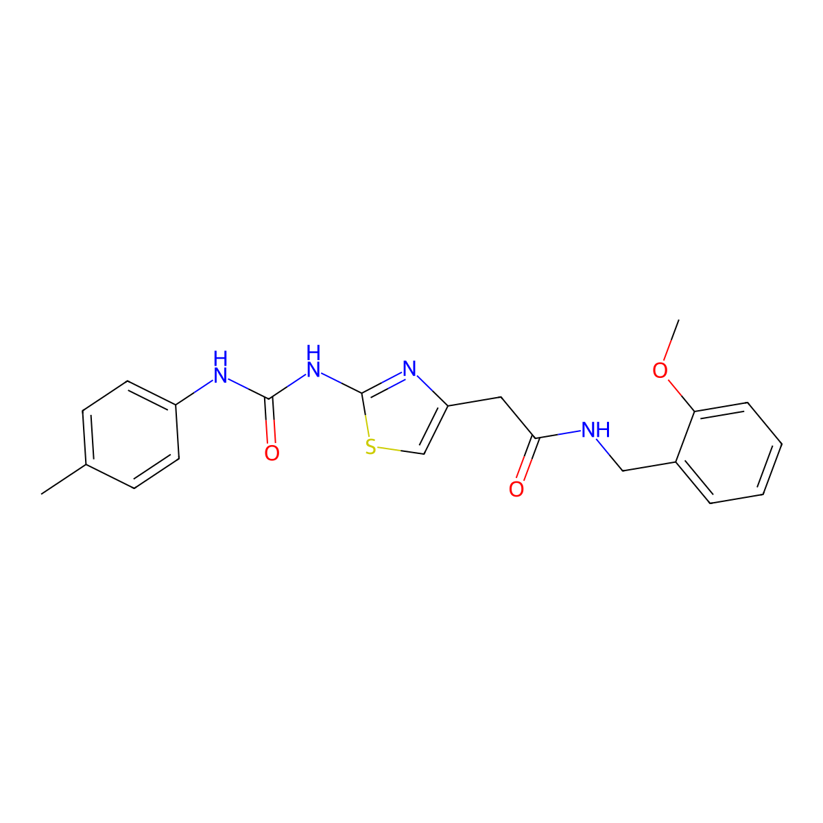 N-(2-methoxybenzyl)-2-(2-(3-(p-tolyl)ureido)thiazol-4-yl)acetamide molecular structure, CAS 1005305-11-2