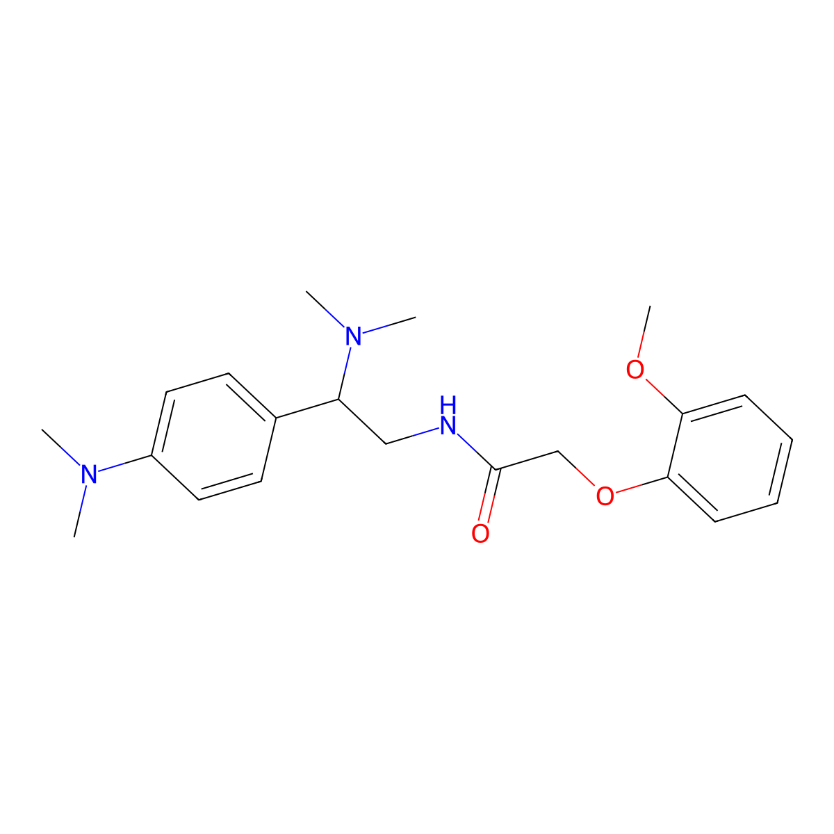 N-[2-(dimethylamino)-2-[4-(dimethylamino)phenyl]ethyl]-2-(2-methoxyphenoxy)acetamide molecular structure, CAS 1005305-20-3