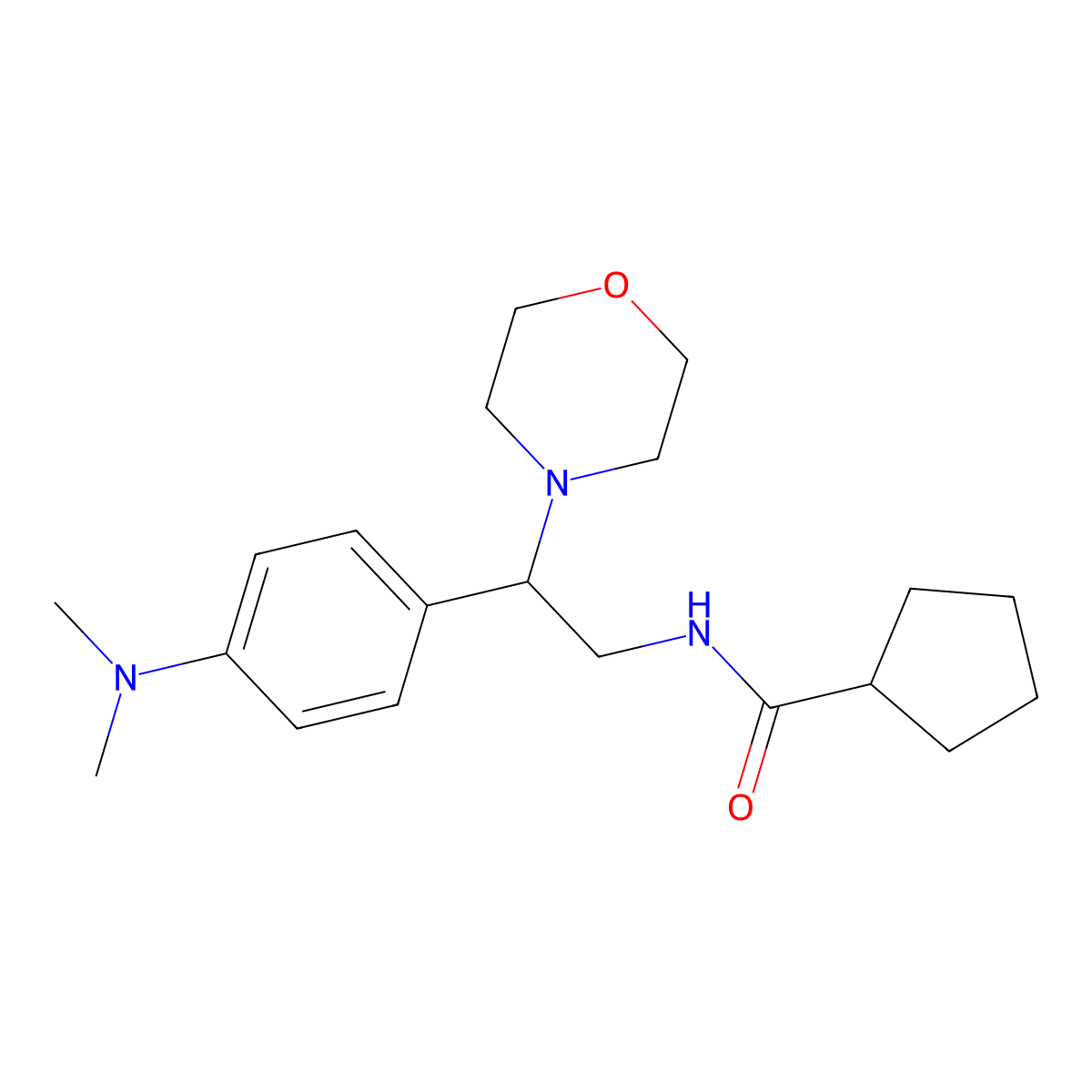 N-(2-(4-(dimethylamino)phenyl)-2-morpholinoethyl)cyclopentanecarboxamide molecular structure, CAS 1005305-24-7