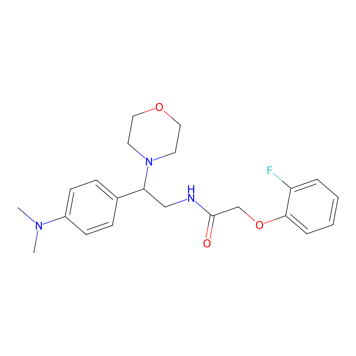 N-(2-(4-(dimethylamino)phenyl)-2-morpholinoethyl)-2-(2-fluorophenoxy)acetamide molecular structure, CAS 1005305-26-9