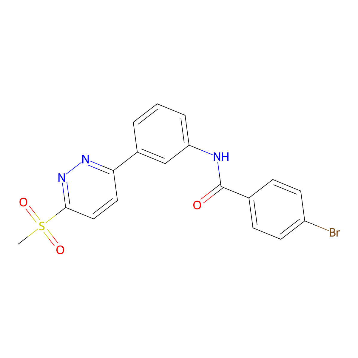 4-bromo-N-(3-(6-(methylsulfonyl)pyridazin-3-yl)phenyl)benzamide molecular structure, CAS 1005305-27-0