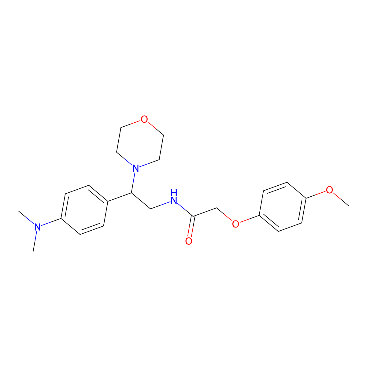 N-(2-(4-(dimethylamino)phenyl)-2-morpholinoethyl)-2-(4-methoxyphenoxy)acetamide molecular structure, CAS 1005305-28-1