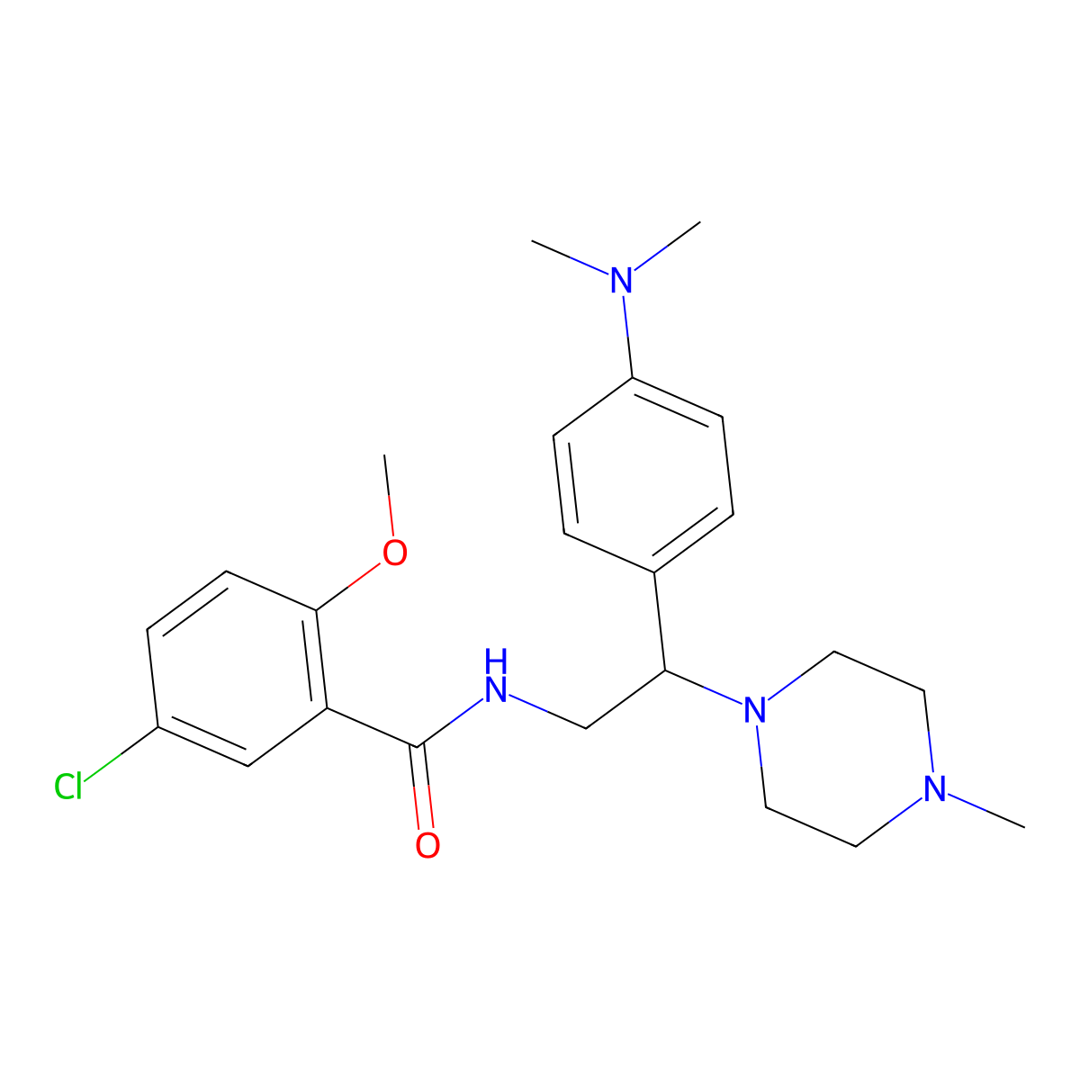 5-chloro-N-{2-[4-(dimethylamino)phenyl]-2-(4-methylpiperazin-1-yl)ethyl}-2-methoxybenzamide molecular structure, CAS 1005305-30-5