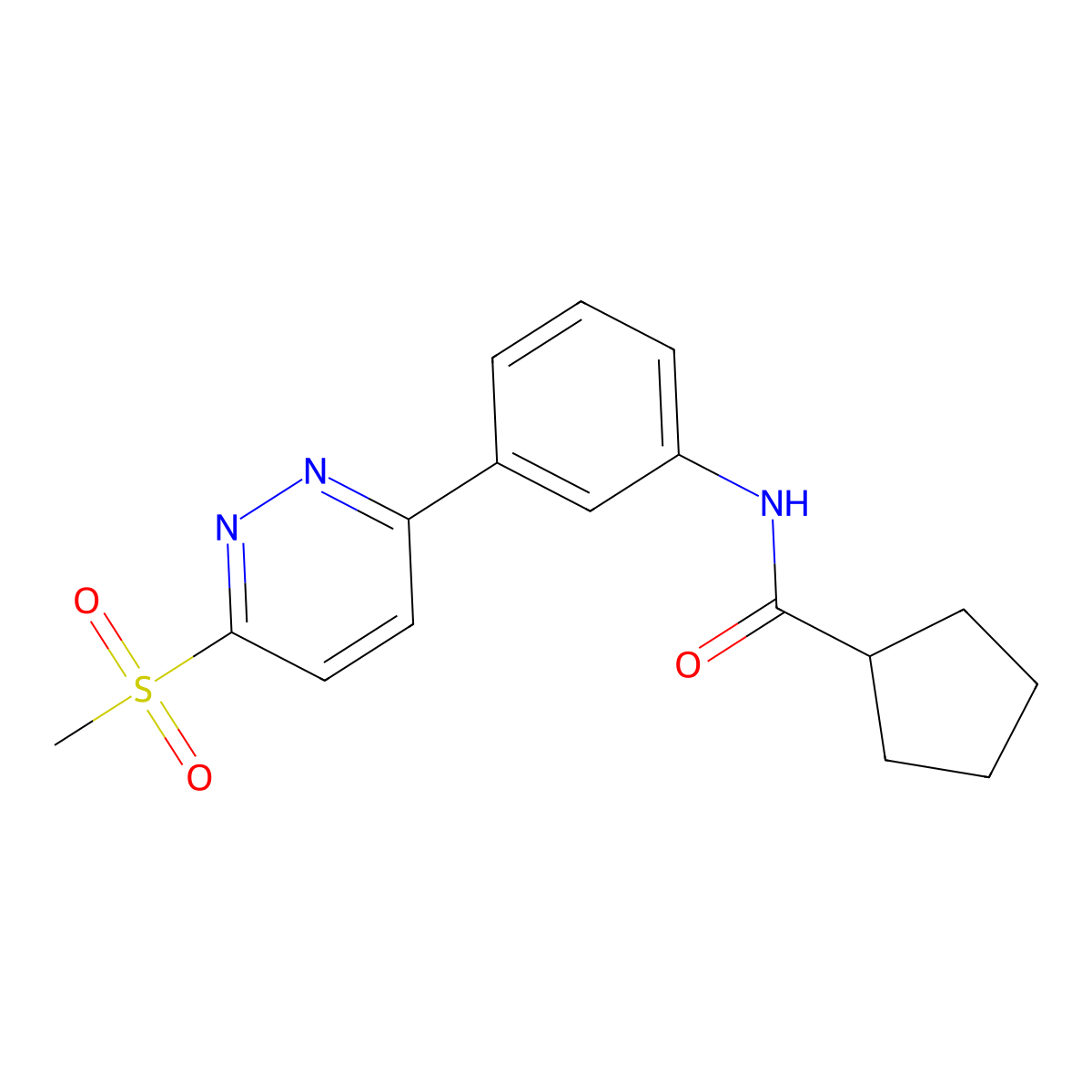 N-(3-(6-(methylsulfonyl)pyridazin-3-yl)phenyl)cyclopentanecarboxamide molecular structure, CAS 1005305-31-6
