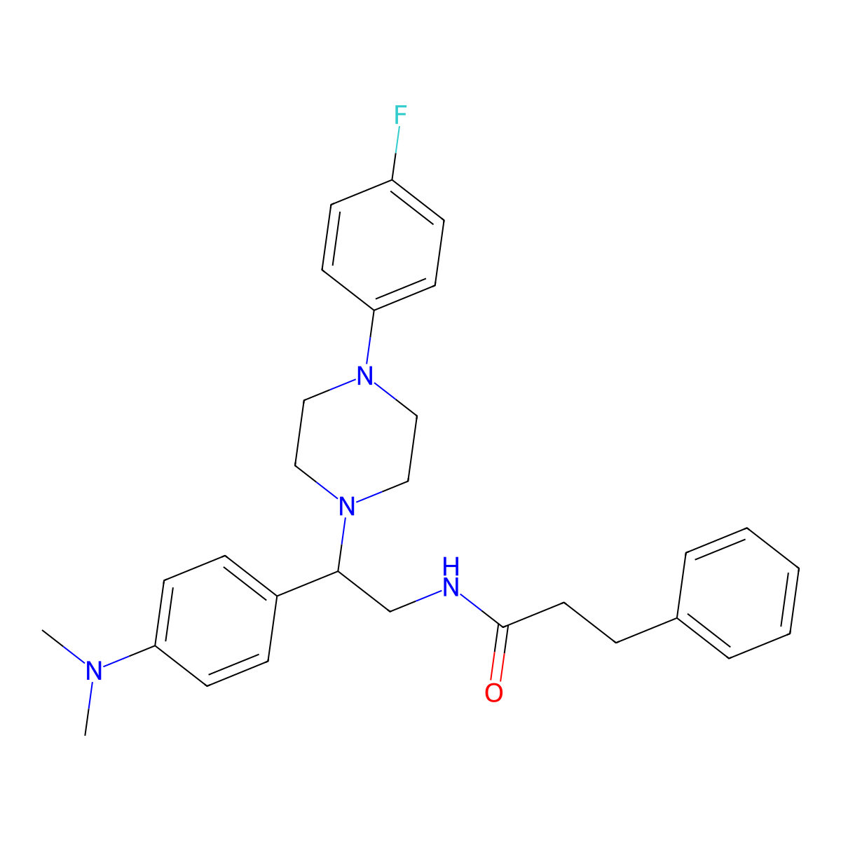 N-{2-[4-(dimethylamino)phenyl]-2-[4-(4-fluorophenyl)piperazin-1-yl]ethyl}-3-phenylpropanamide molecular structure, CAS 1005305-41-8